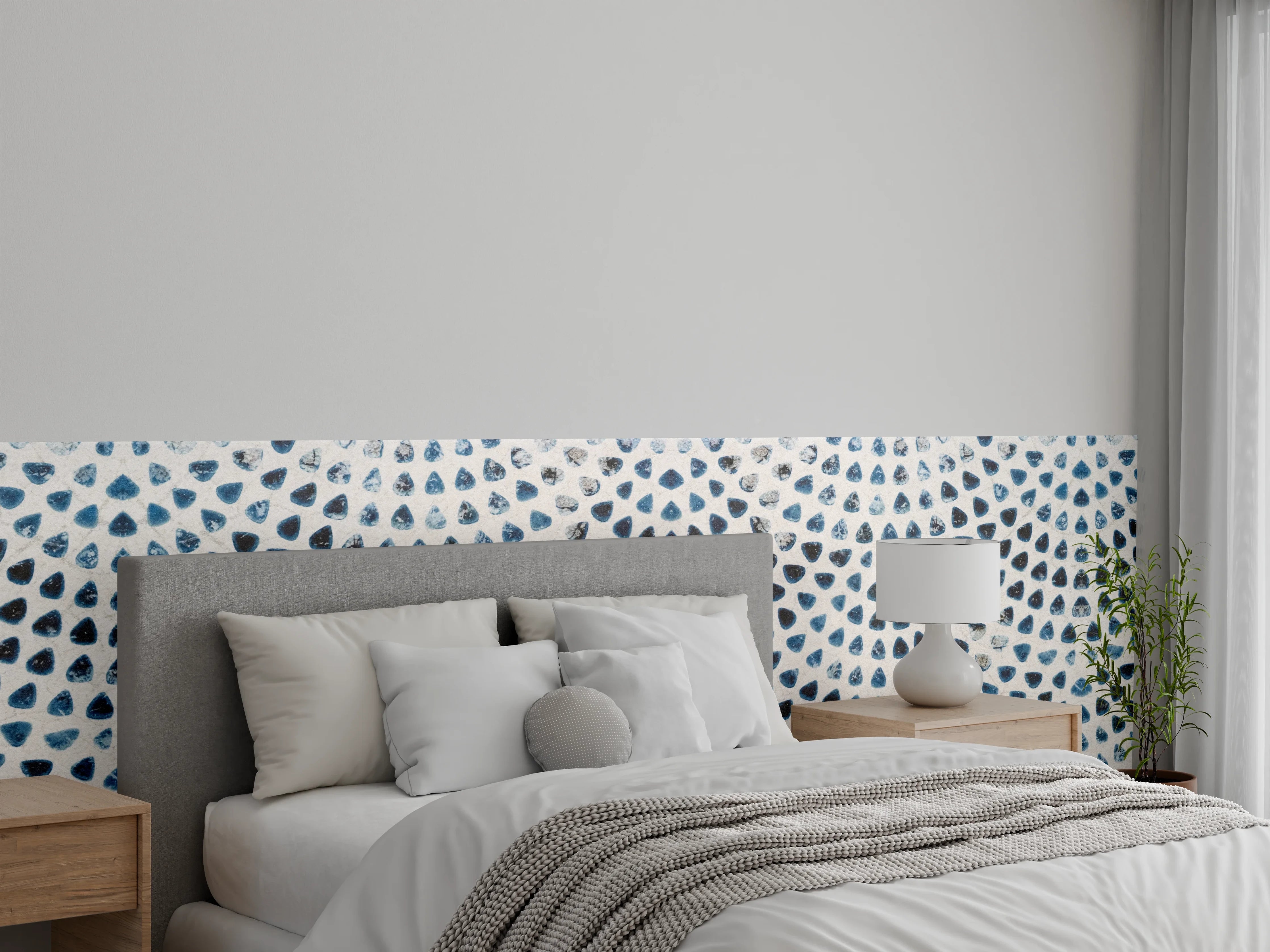 Wandverkleidung Schlafzimmer - Weiße kreisförmige Retro-Fliesen