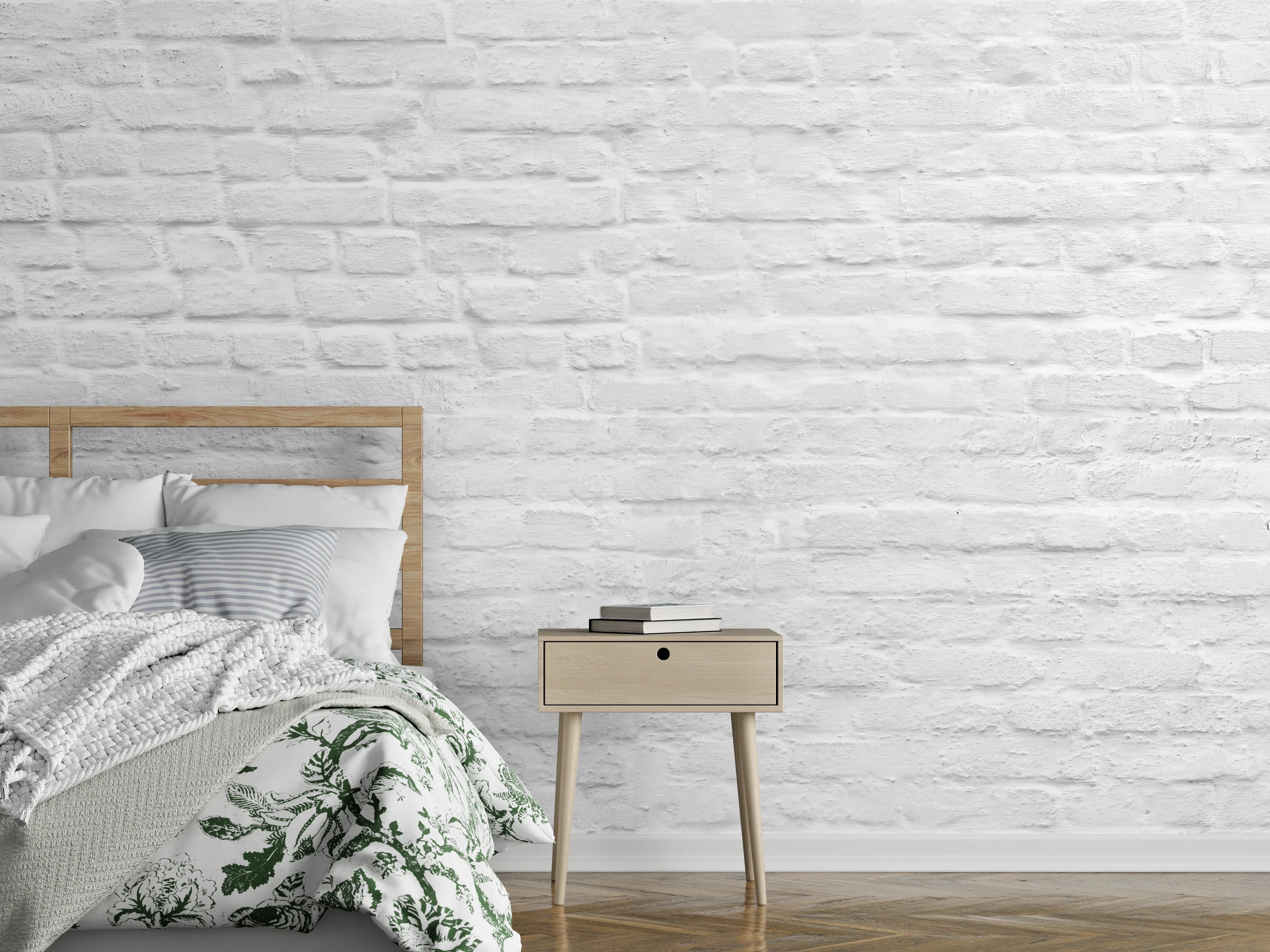 Wandverkleidung Schlafzimmer - Weiße nahtlose Backsteinmauer