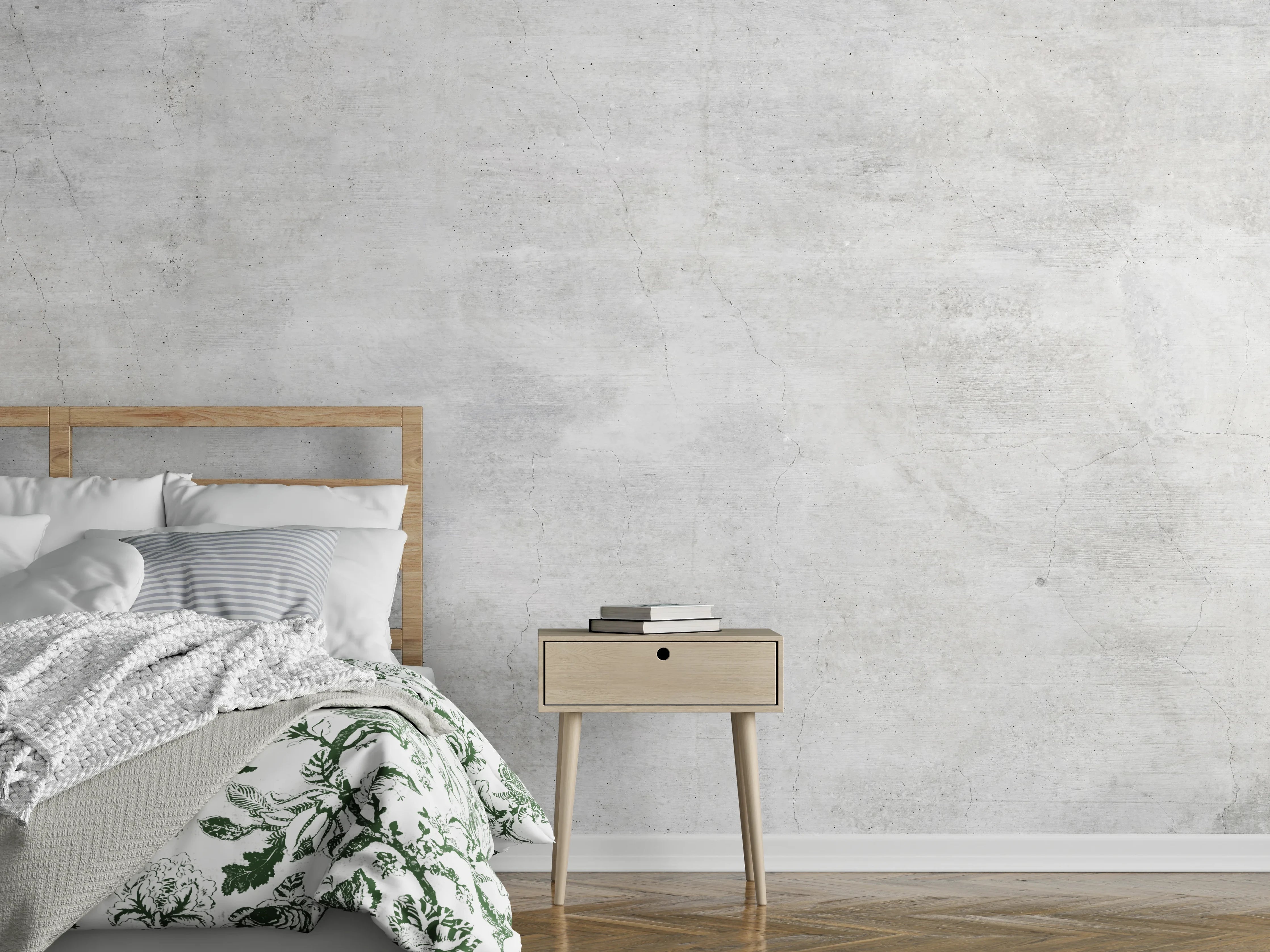 Wandverkleidung Schlafzimmer - Weiße rissige Steinwand