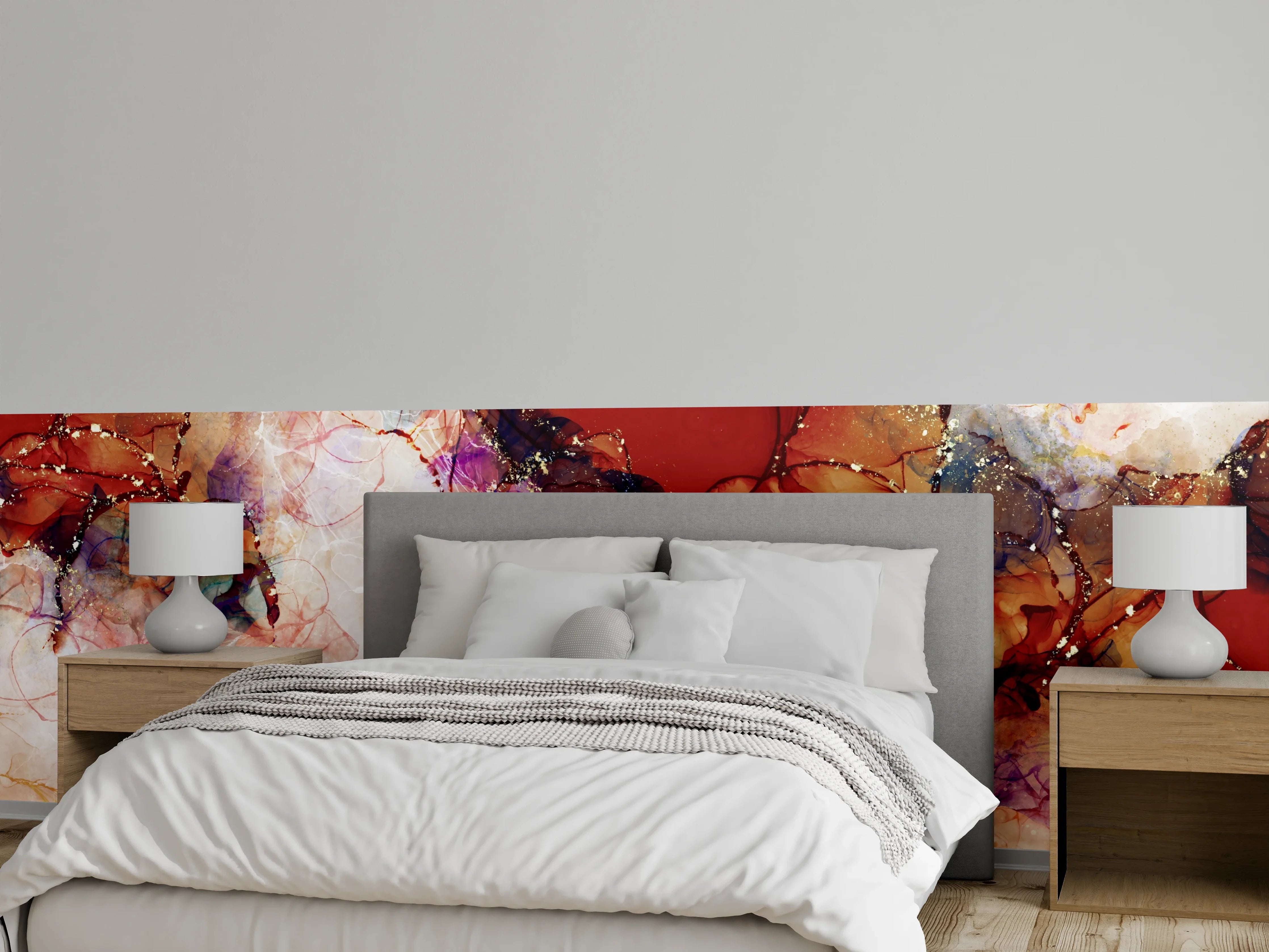 Wandverkleidung Schlafzimmer - Weiße und bunte Aquarell-Hintergrundgestaltung