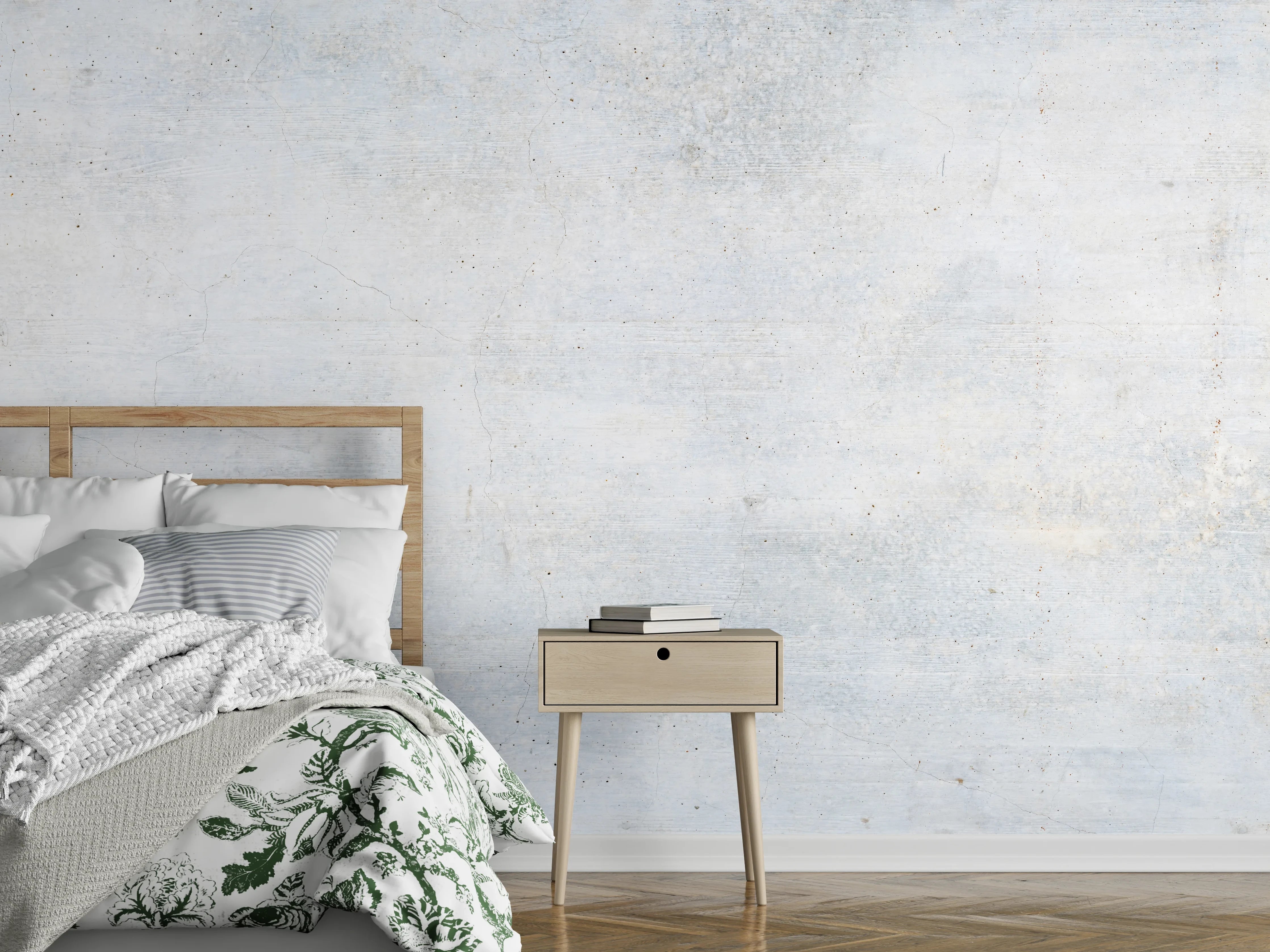 Wandverkleidung Schlafzimmer - Weiße verwitterte Betonwand