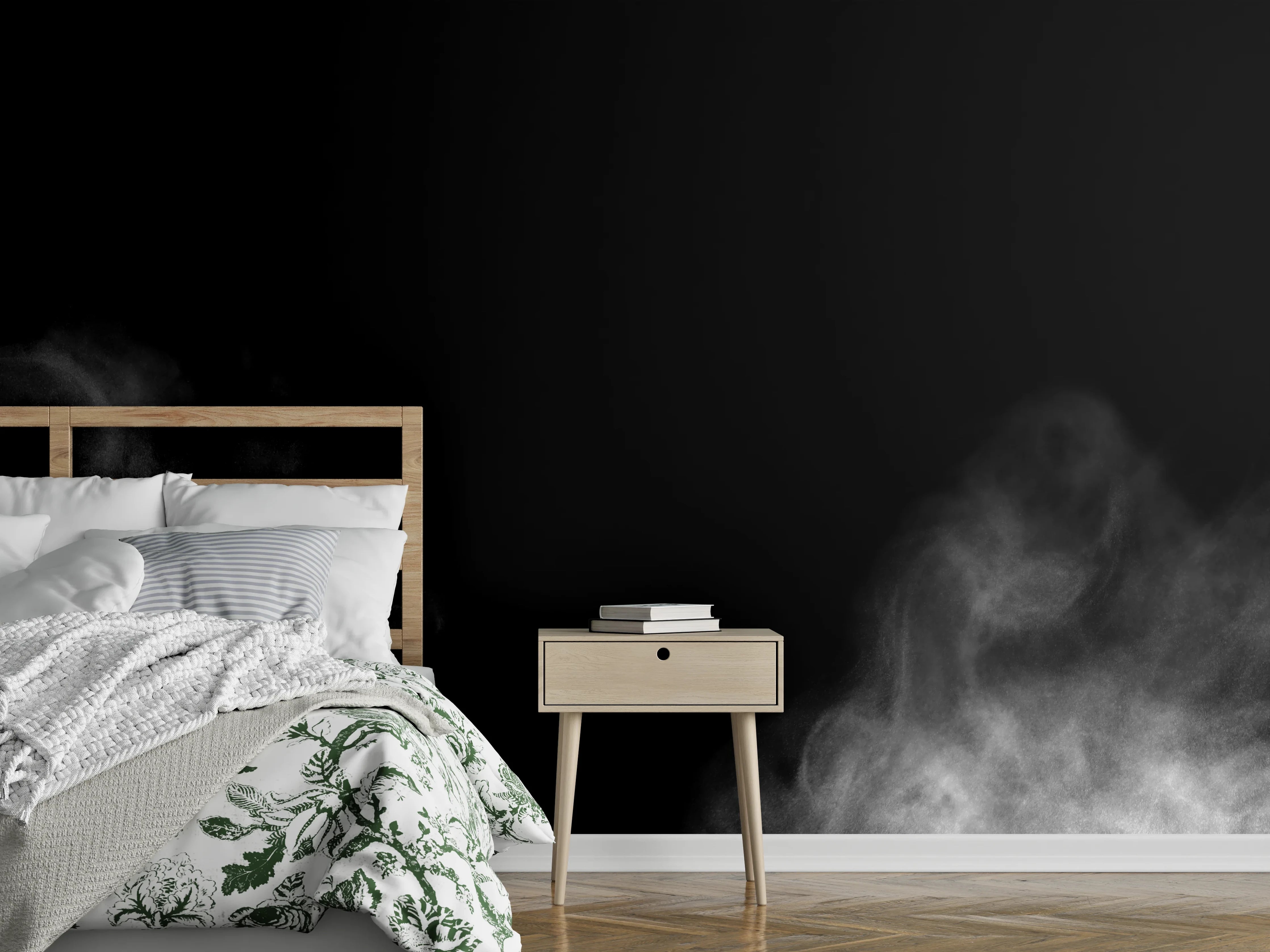 Wandverkleidung Schlafzimmer - Weißer Dampf
