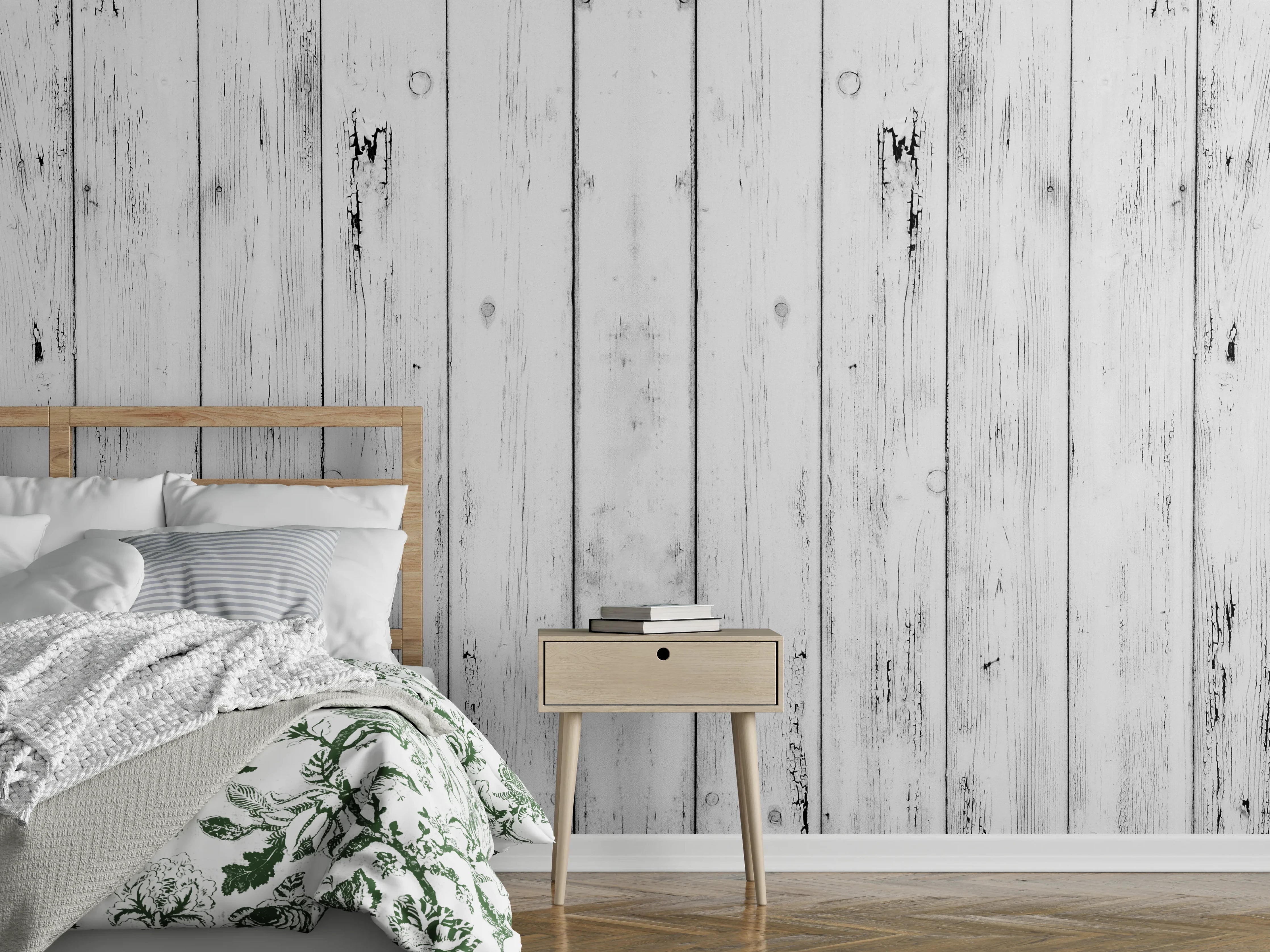 Wandverkleidung Schlafzimmer - Weißer Vintage Holzhintergrund
