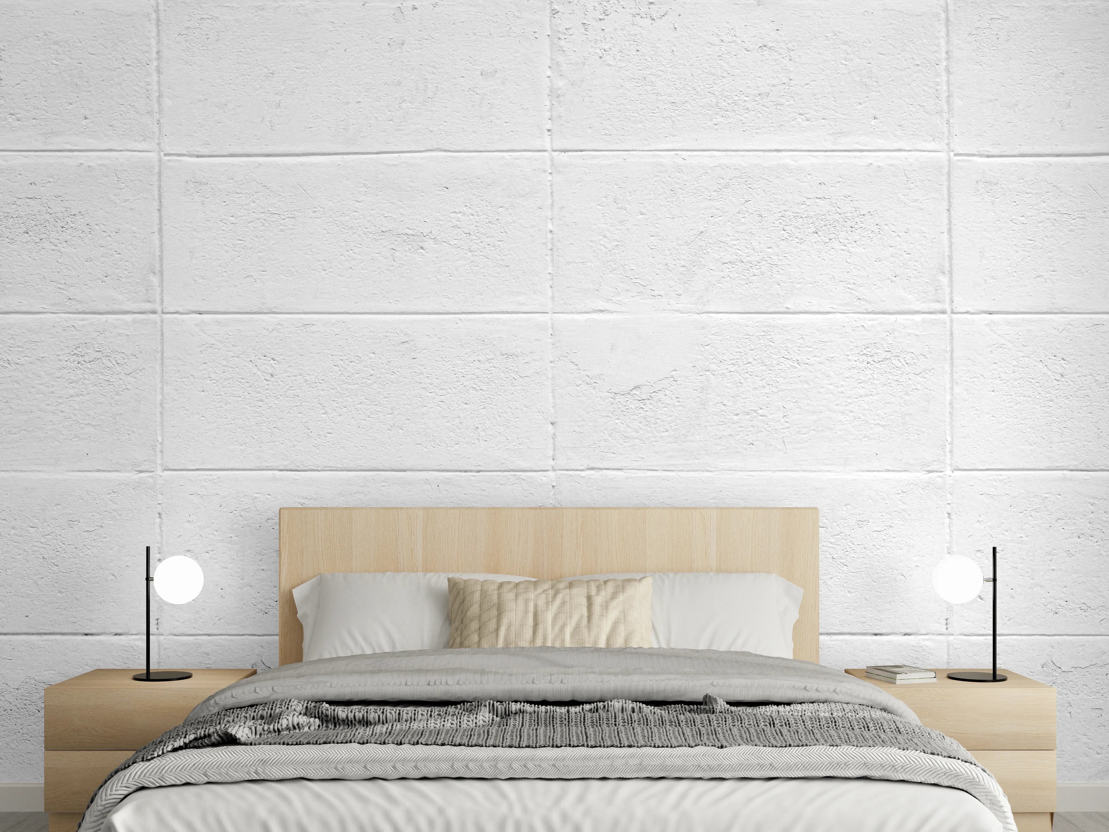 Wandverkleidung Schlafzimmer - Weißer Zementblock Zaun