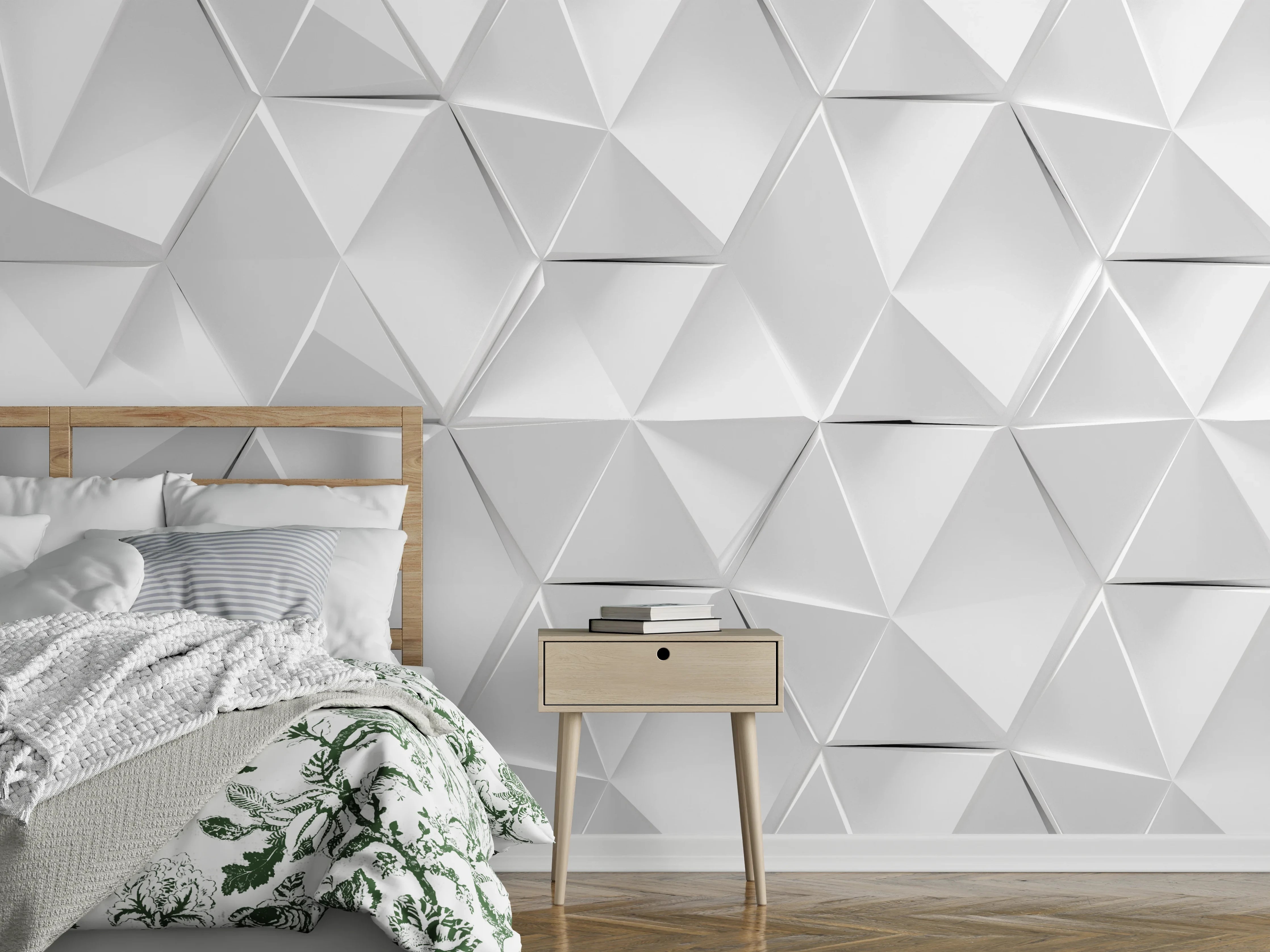 Wandverkleidung Schlafzimmer - Weißer futuristischer Hintergrund 