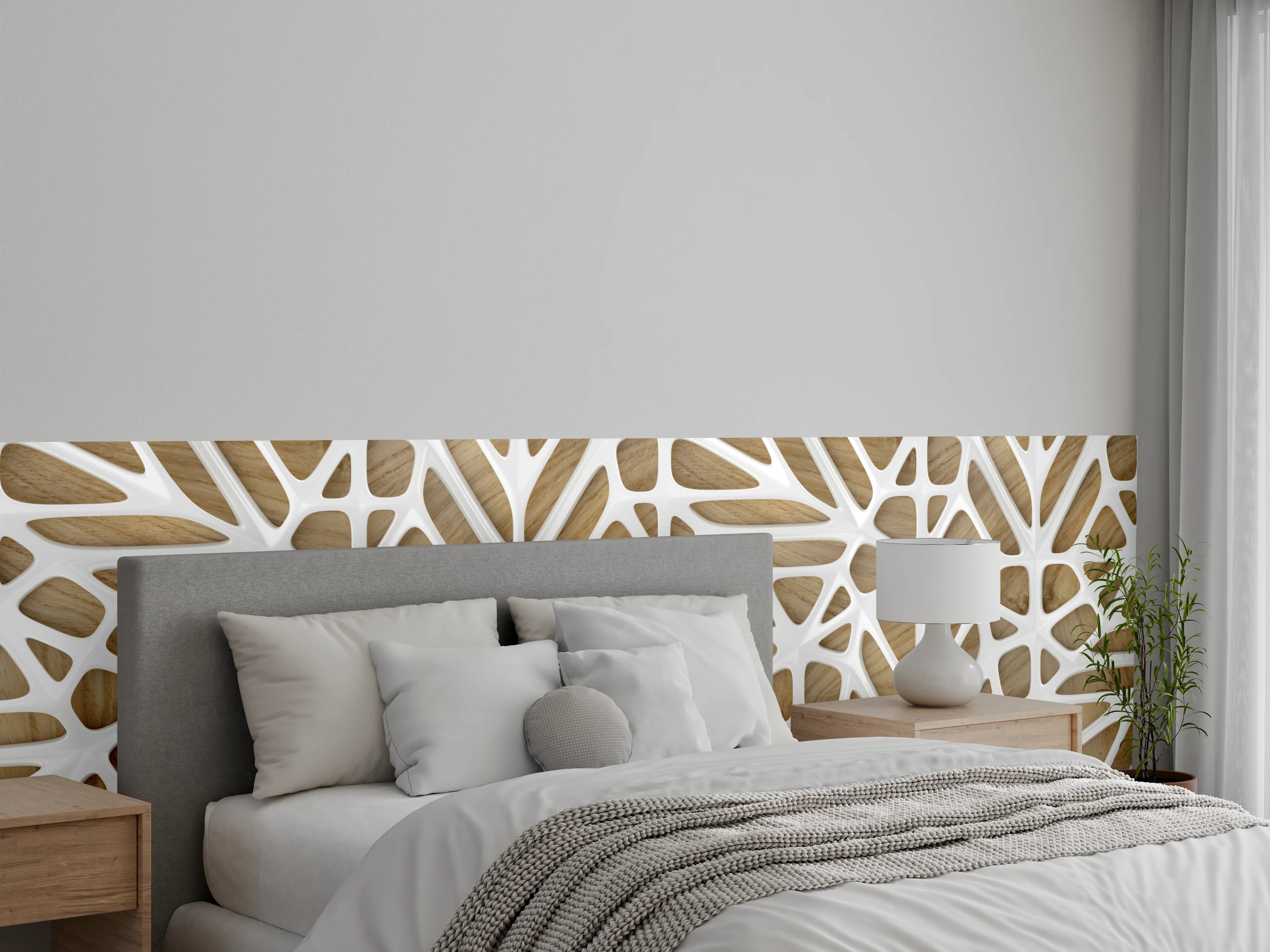 Wandverkleidung Schlafzimmer - Weißes Gitter Muster
