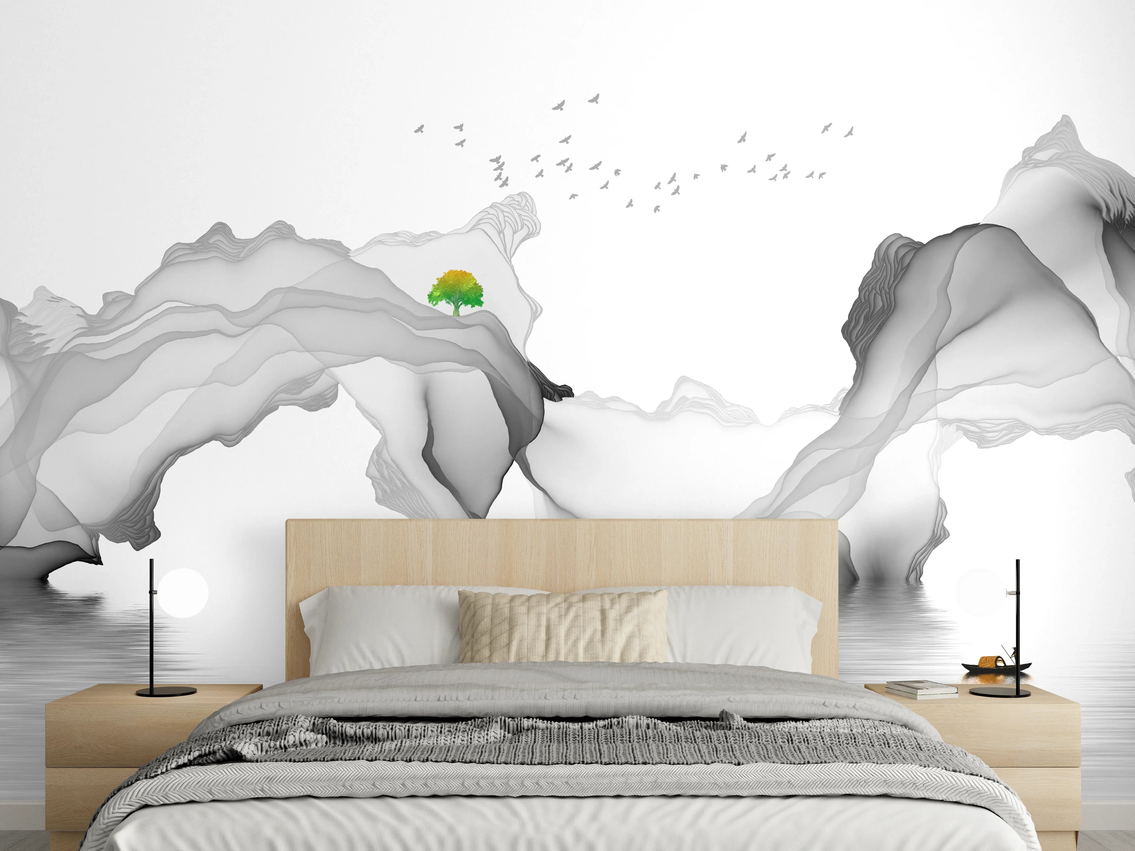 Wandverkleidung Schlafzimmer - Weißes Meer Gemälde