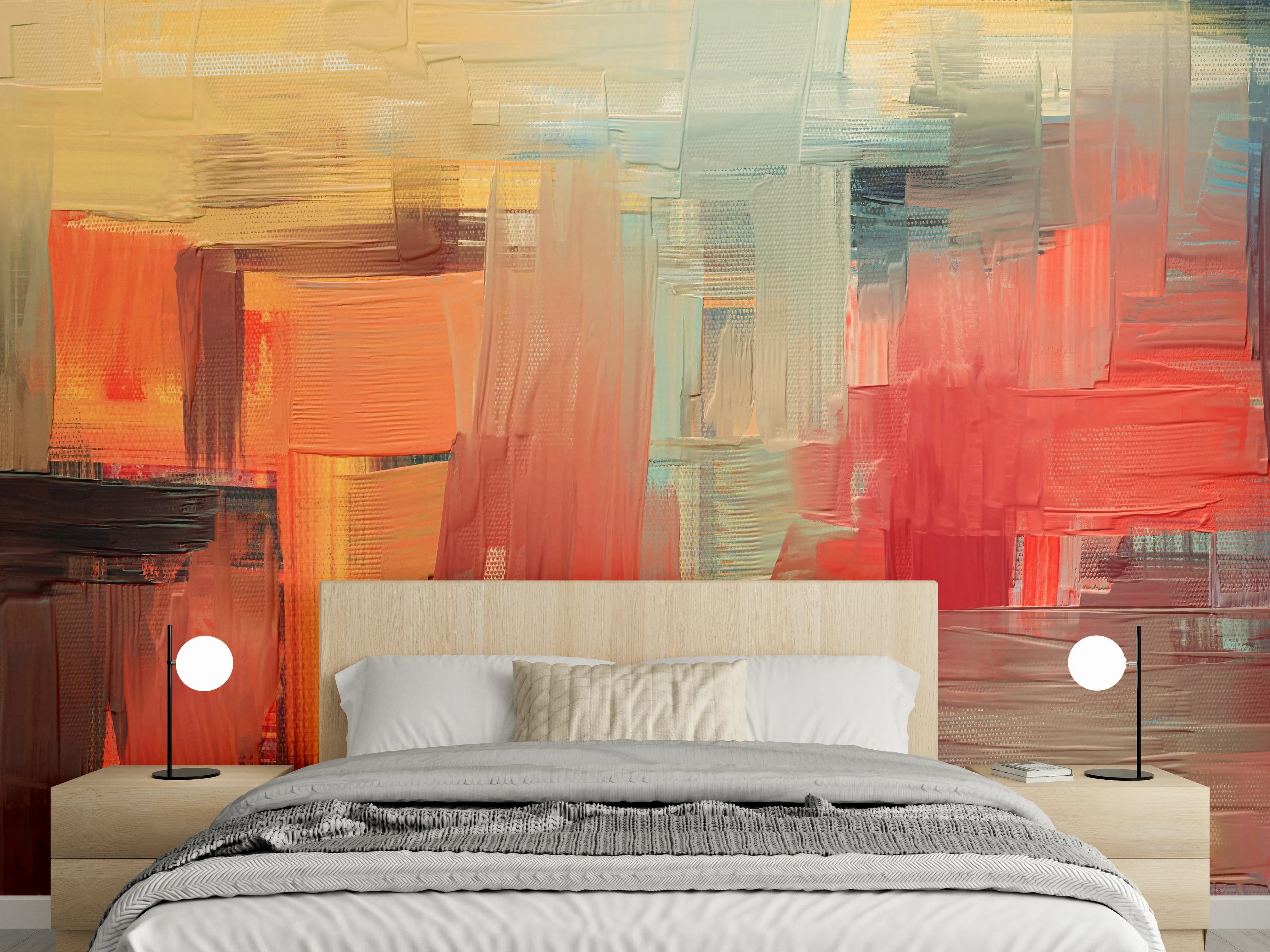Wandverkleidung Schlafzimmer - Weißes Motiv in Grautönen