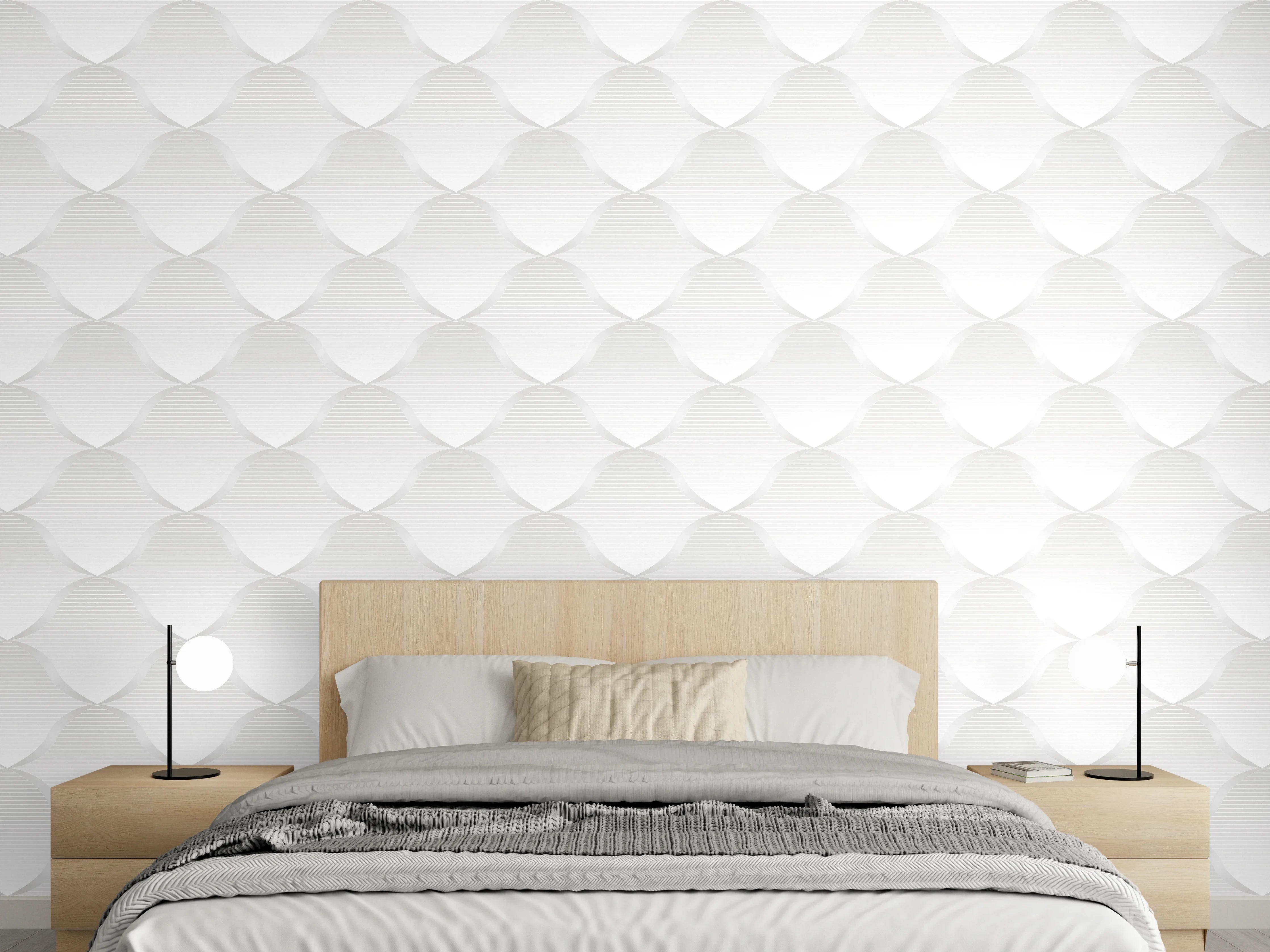 Wandverkleidung Schlafzimmer - Weißes Steppmuster - Stoffdesign