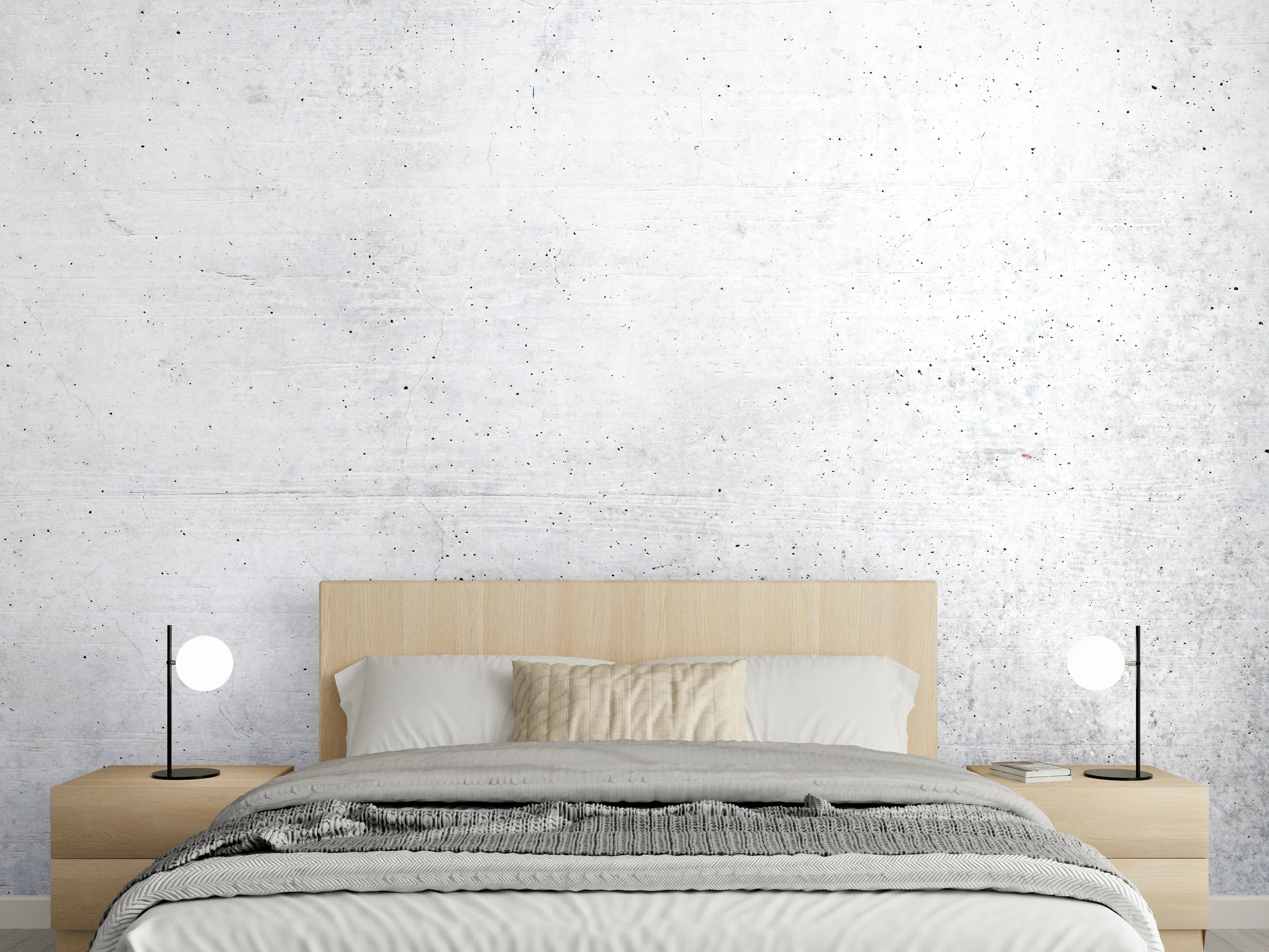 Wandverkleidung Schlafzimmer - Weißes Zement Design