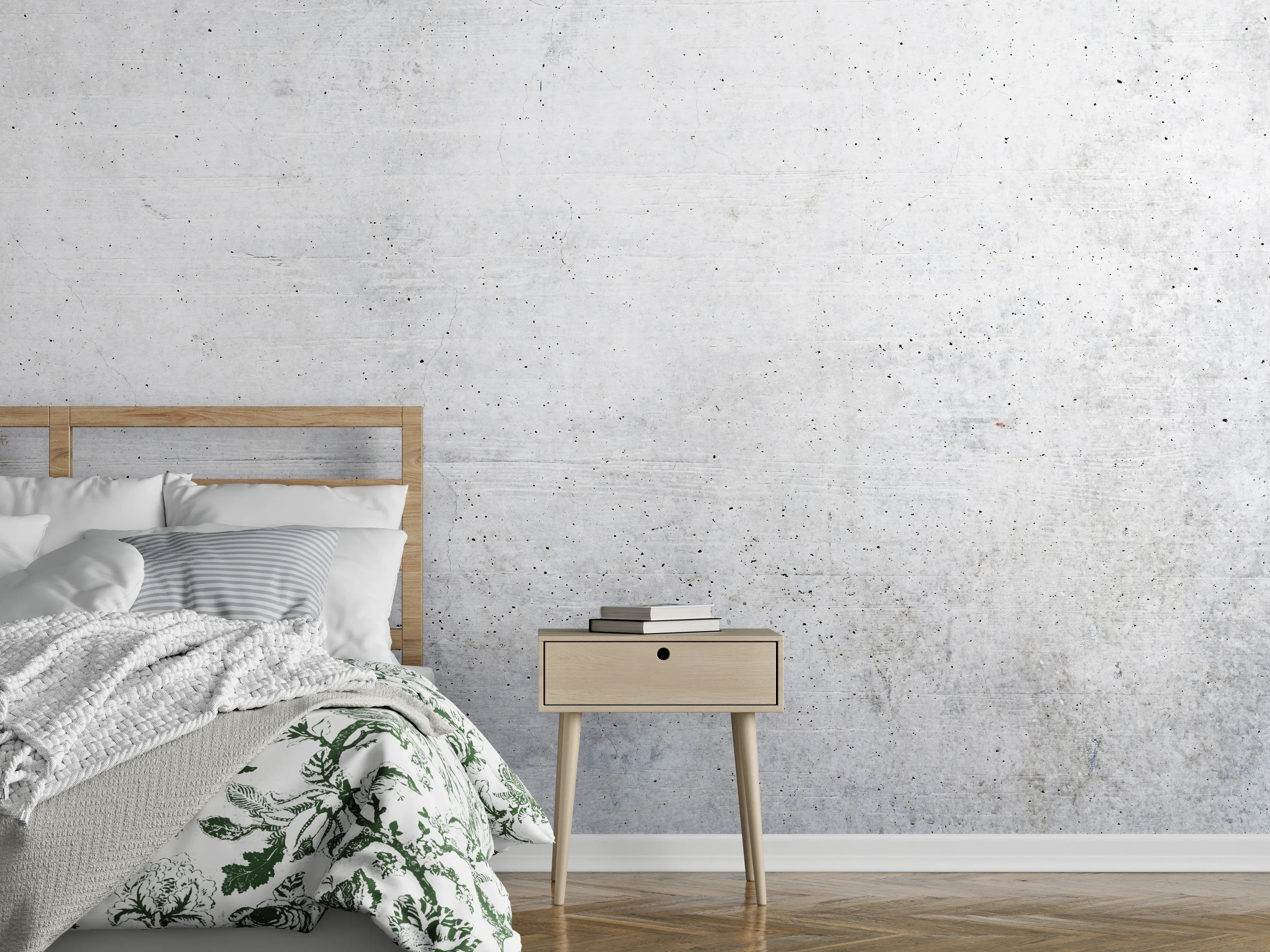 Wandverkleidung Schlafzimmer - Weißes Zement Design