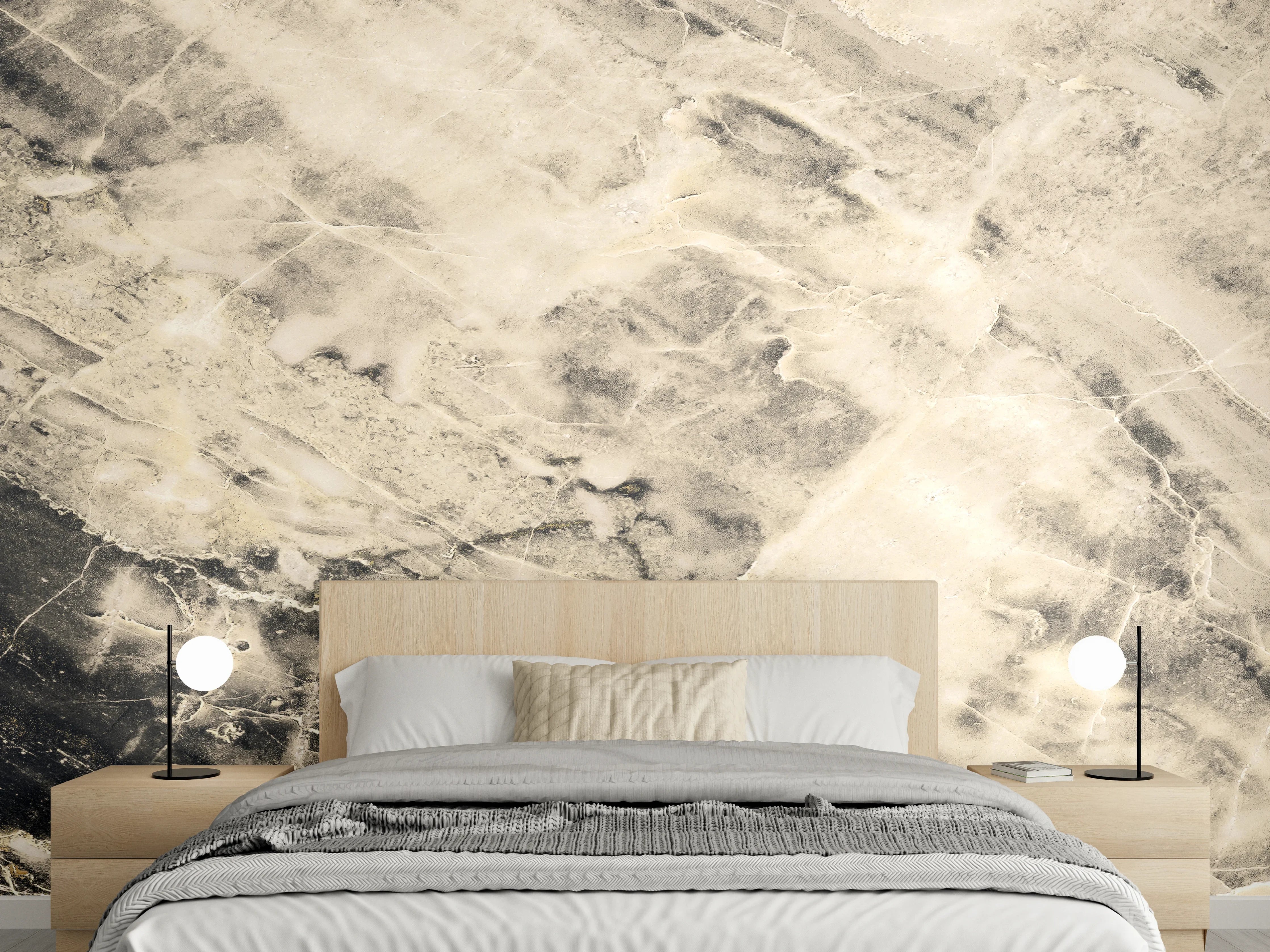 Wandverkleidung Schlafzimmer - Weißliche Marmormuster