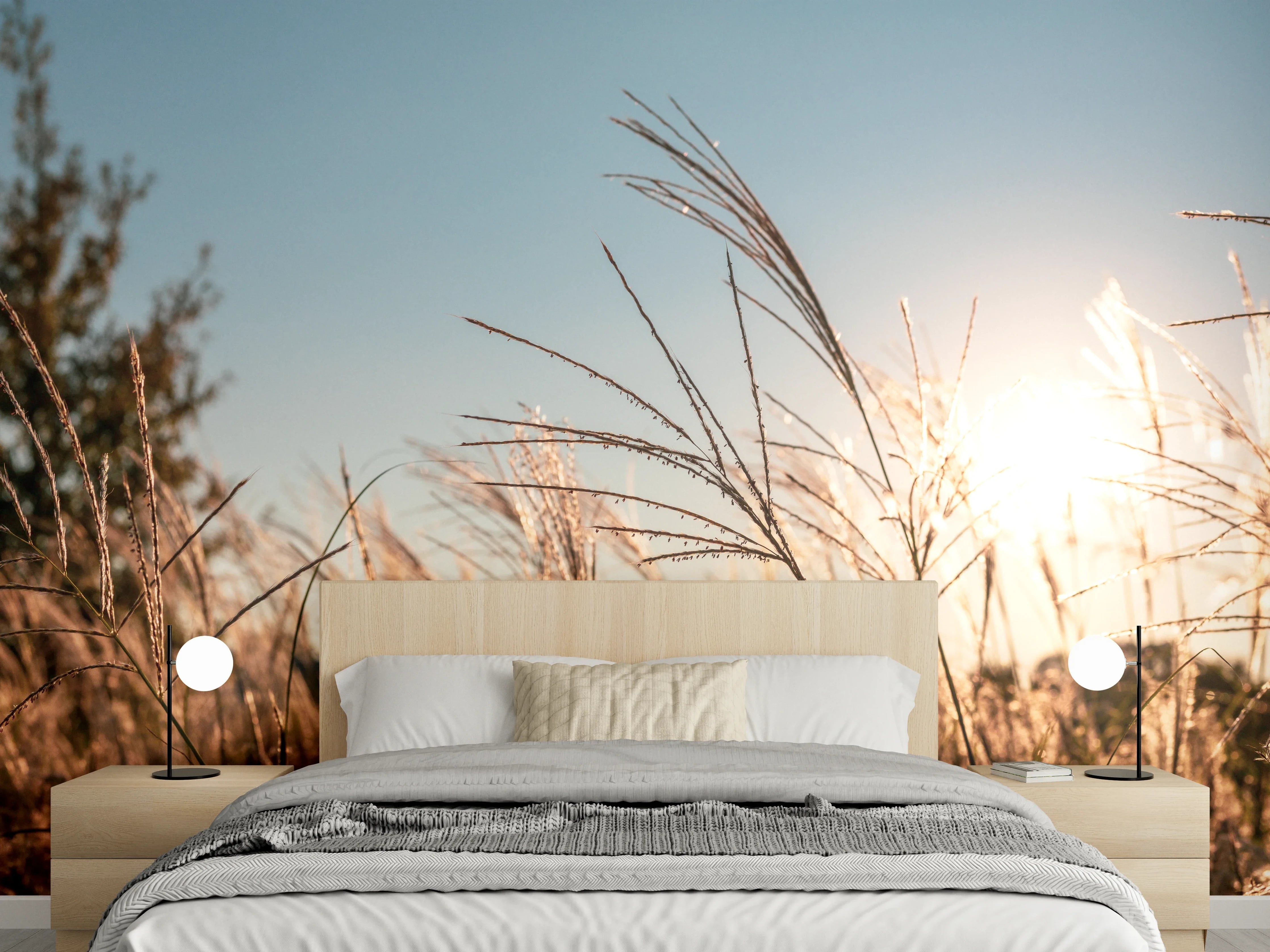 Wandverkleidung Schlafzimmer - Weizenfeld in der Sonne