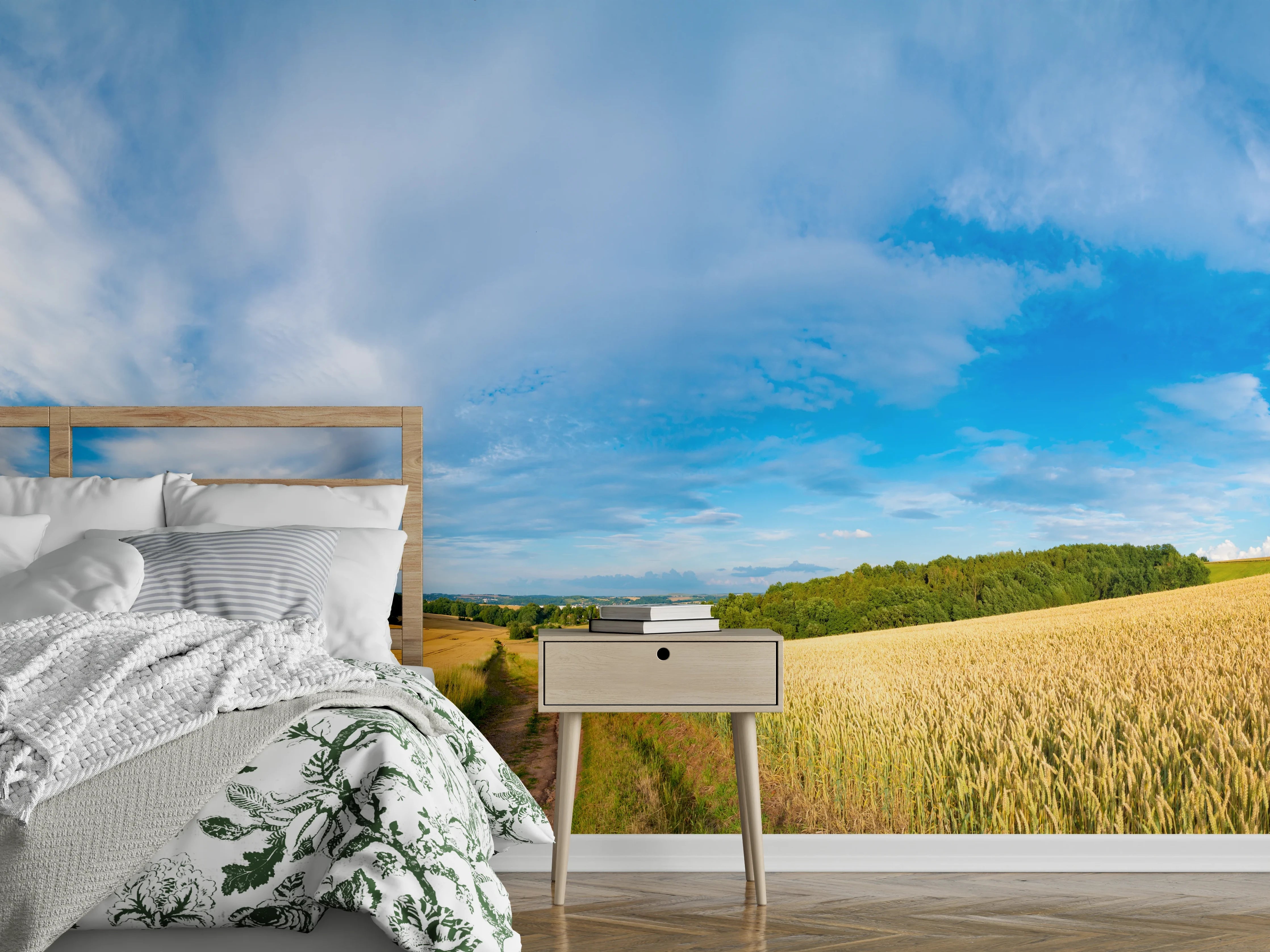 Wandverkleidung Schlafzimmer - Weizenfeldes am Morgen - Kansas