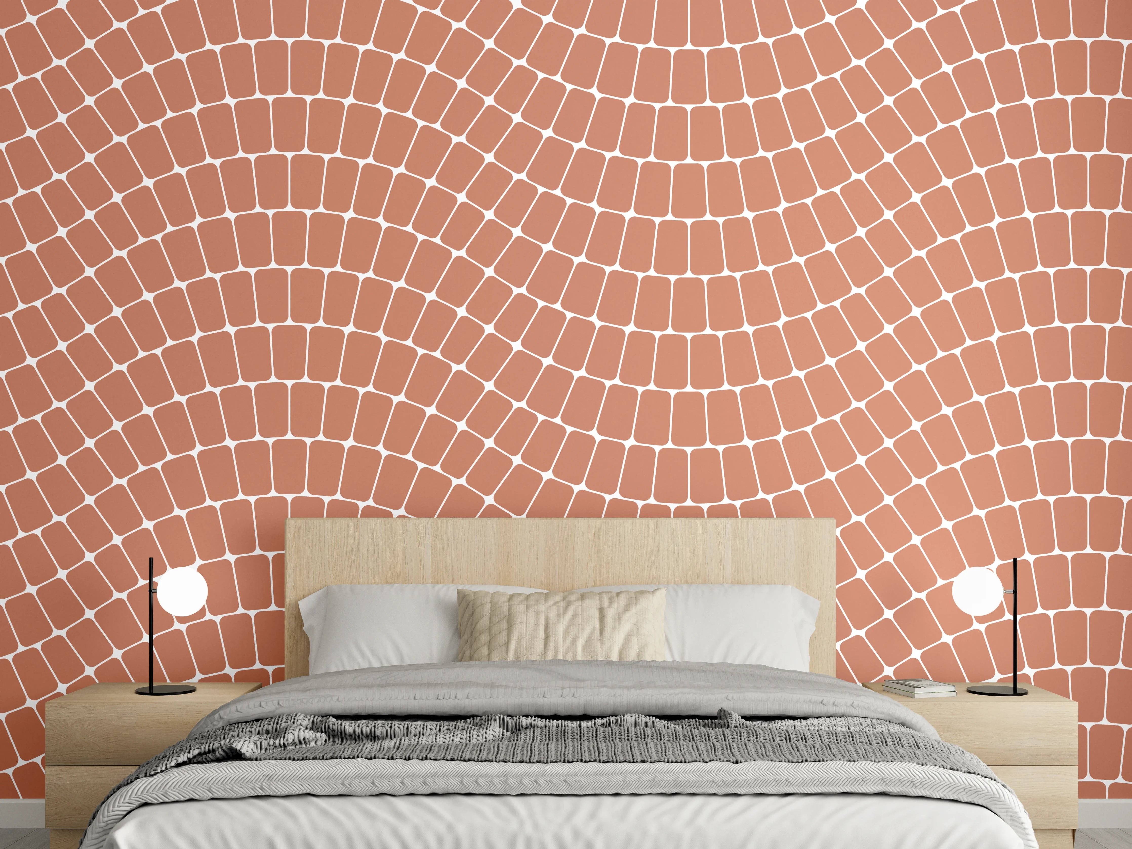 Wandverkleidung Schlafzimmer - Wellenartiges Terrakotta-Mosaik für Wände