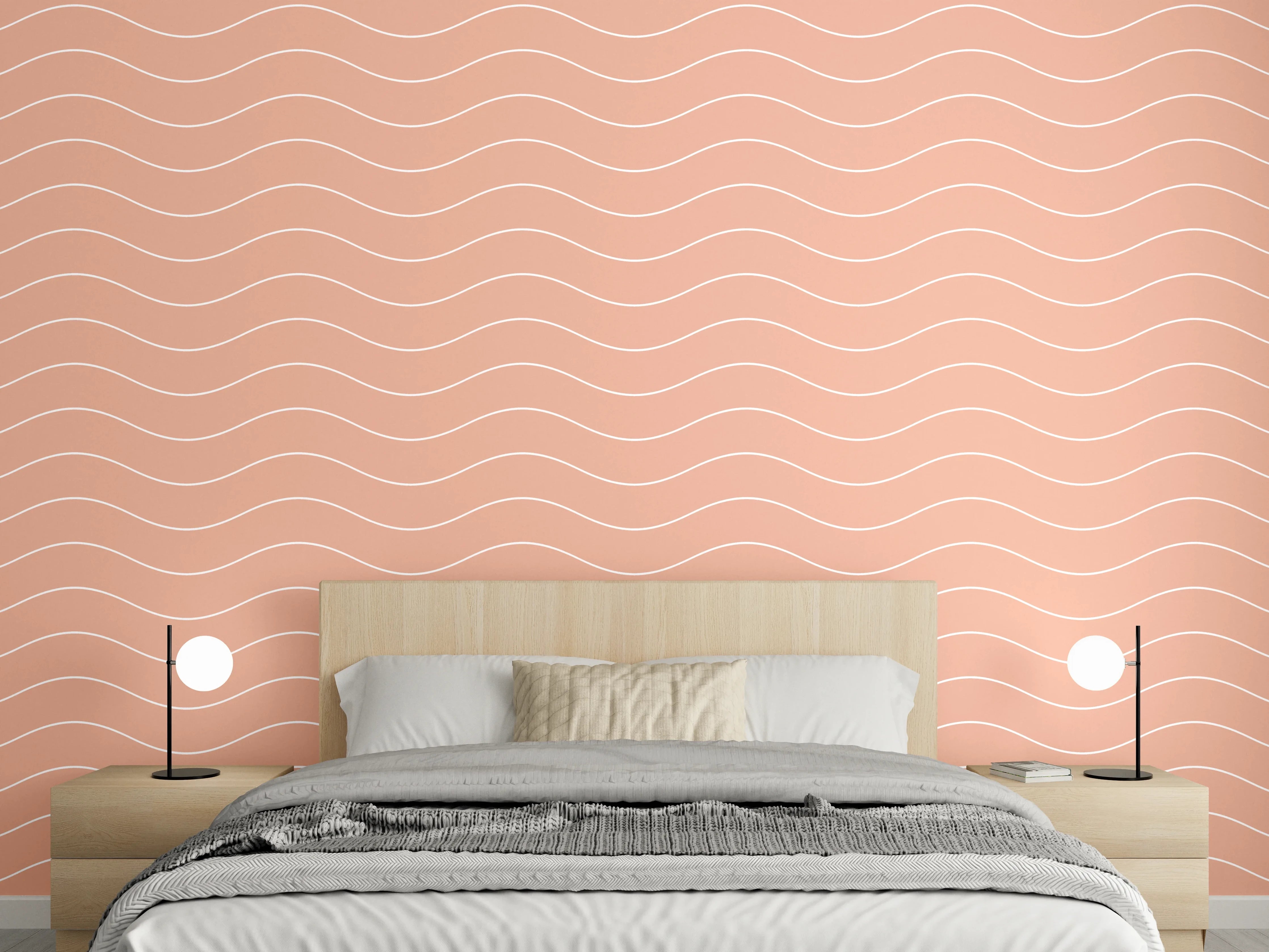 Wandverkleidung Schlafzimmer - Wellenmuster in sanftem Rosé