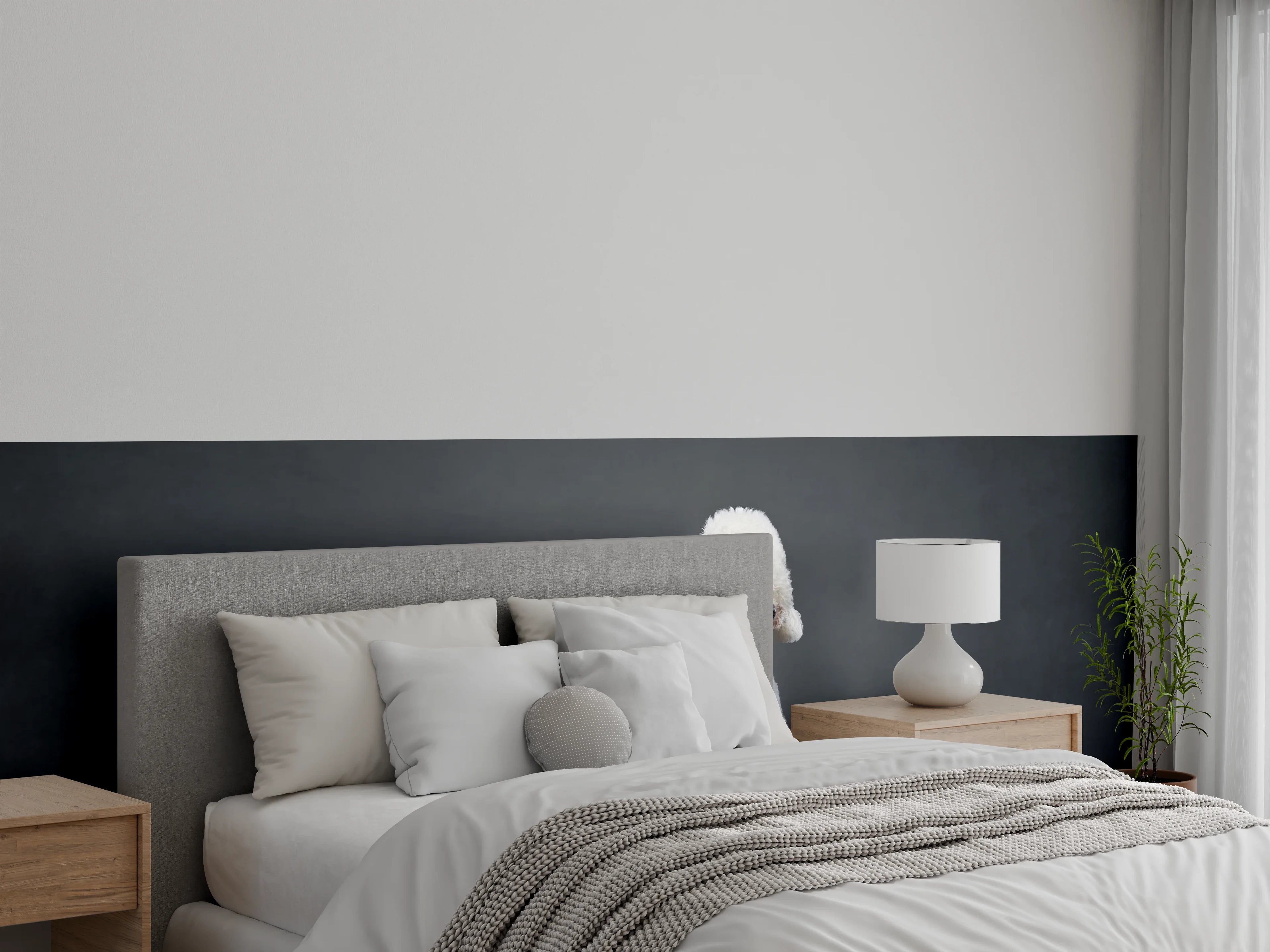 Wandverkleidung Schlafzimmer - Welpe und erwachsener Bedlington Terrier