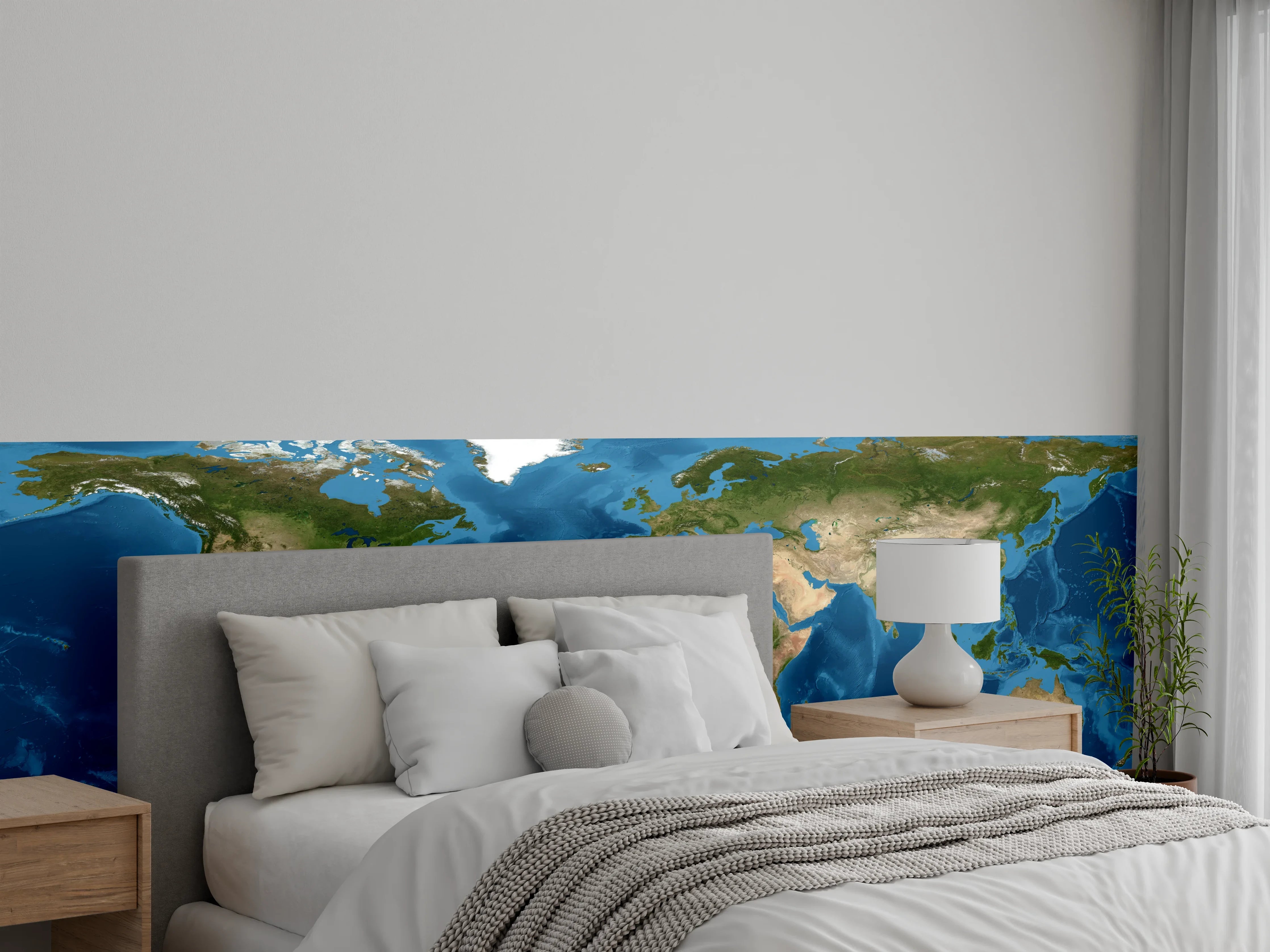 Wandverkleidung Schlafzimmer - Weltkarte farbig