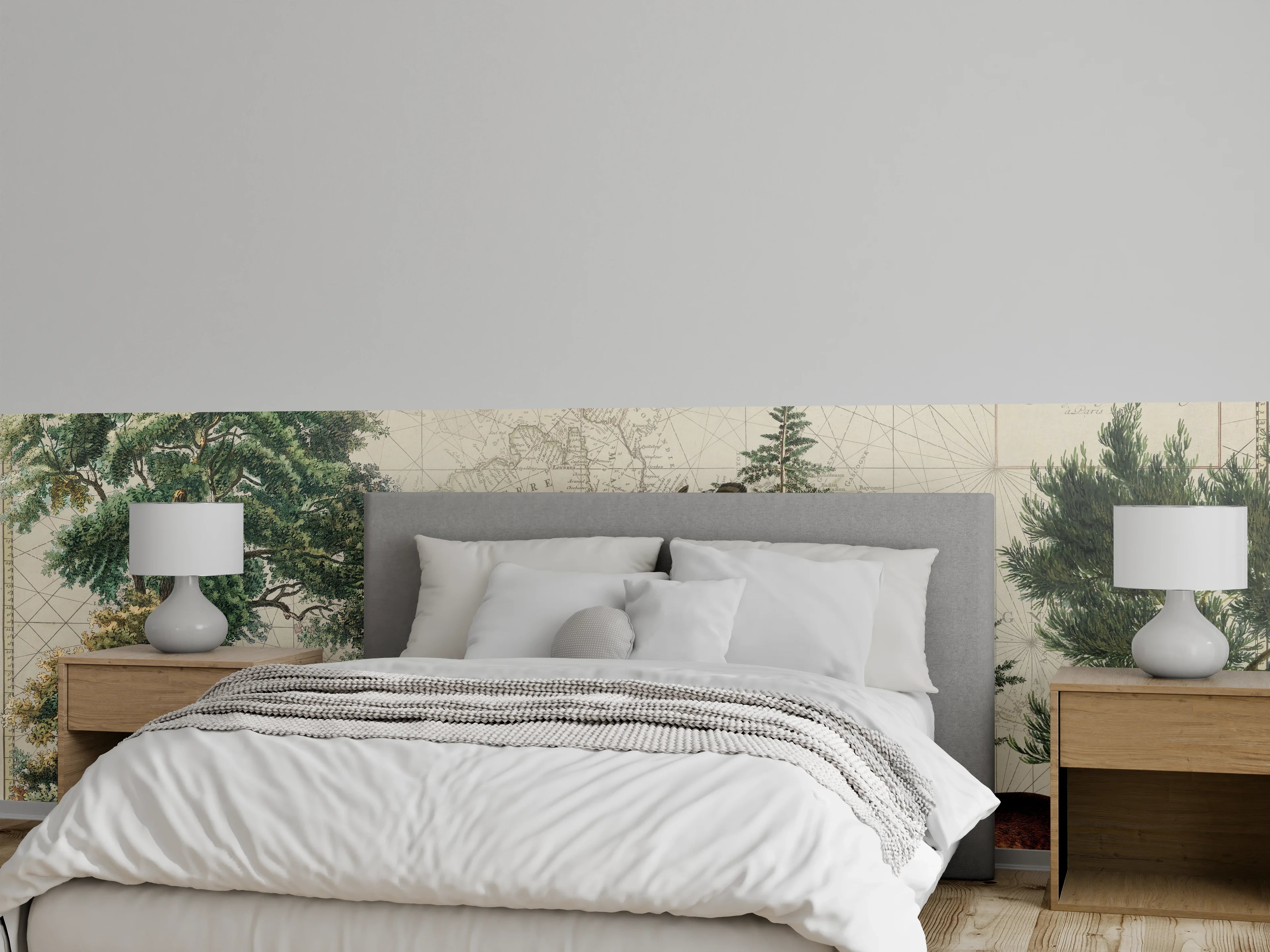 Wandverkleidung Schlafzimmer - Weltkarte mit tropischem Wald