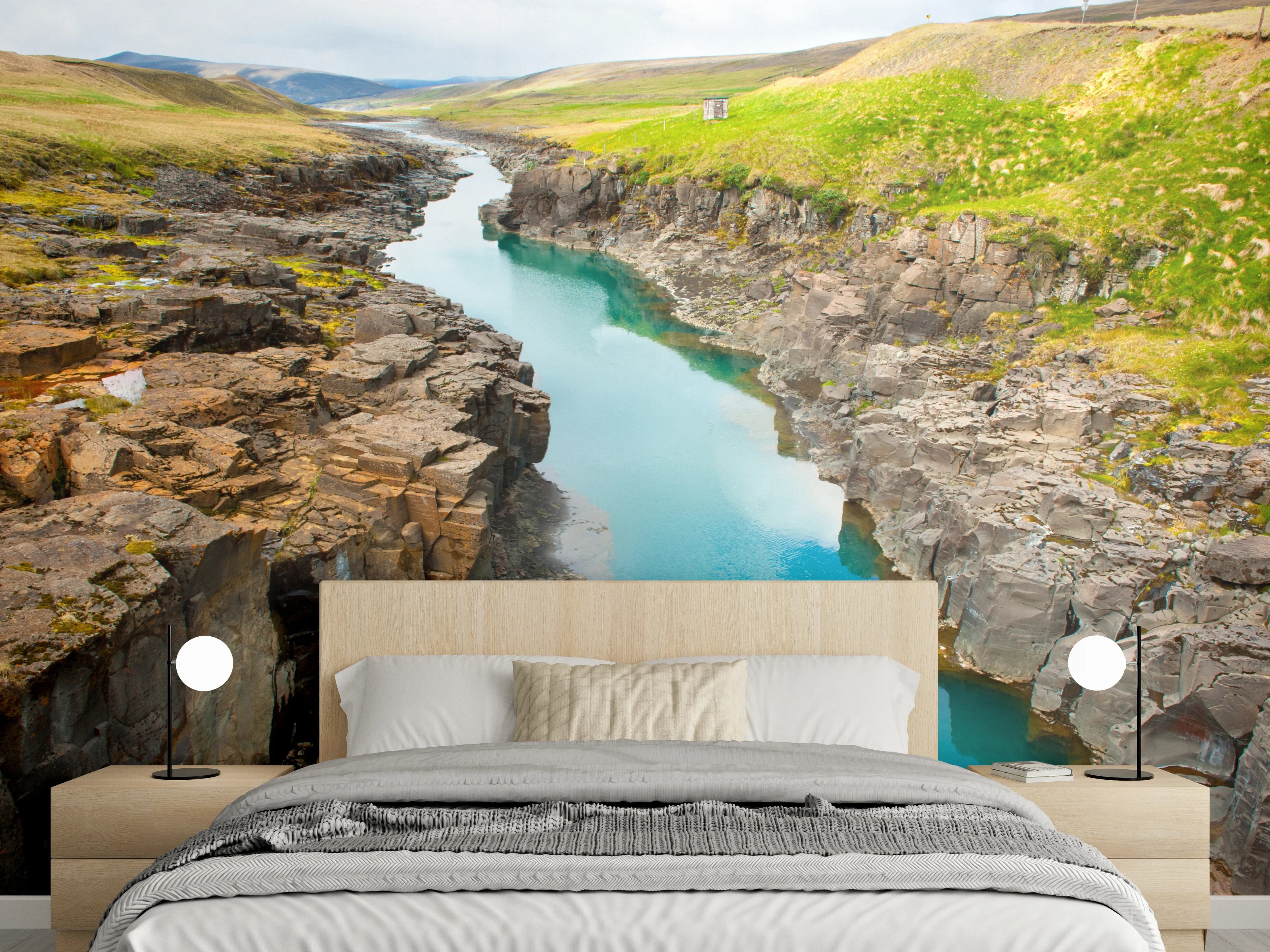 Wandverkleidung Schlafzimmer - Wilde Flusslandschaft Natur Wanddeko