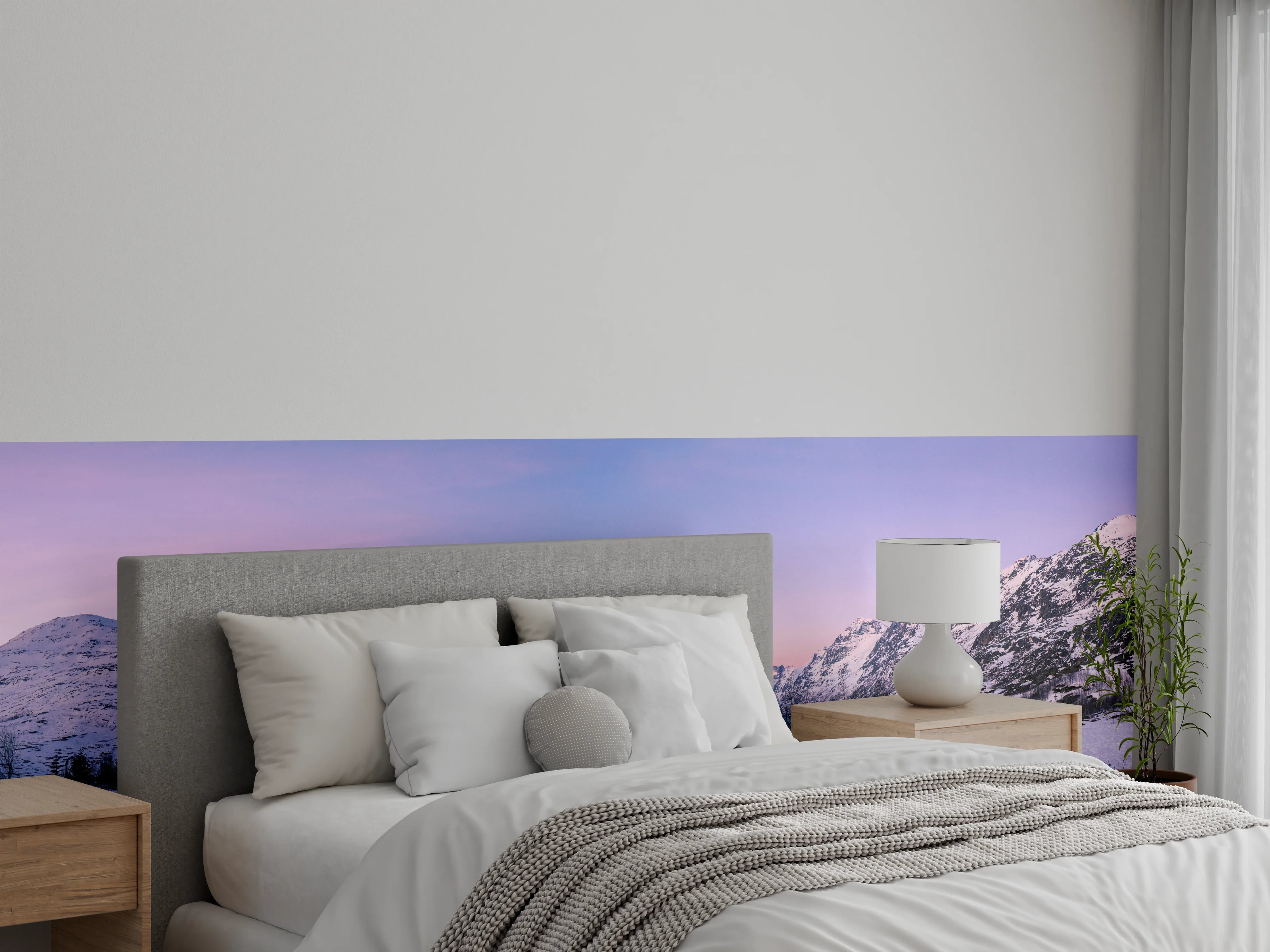 Wandverkleidung Schlafzimmer - Winterliche Fjordlandschaft im Abendlicht