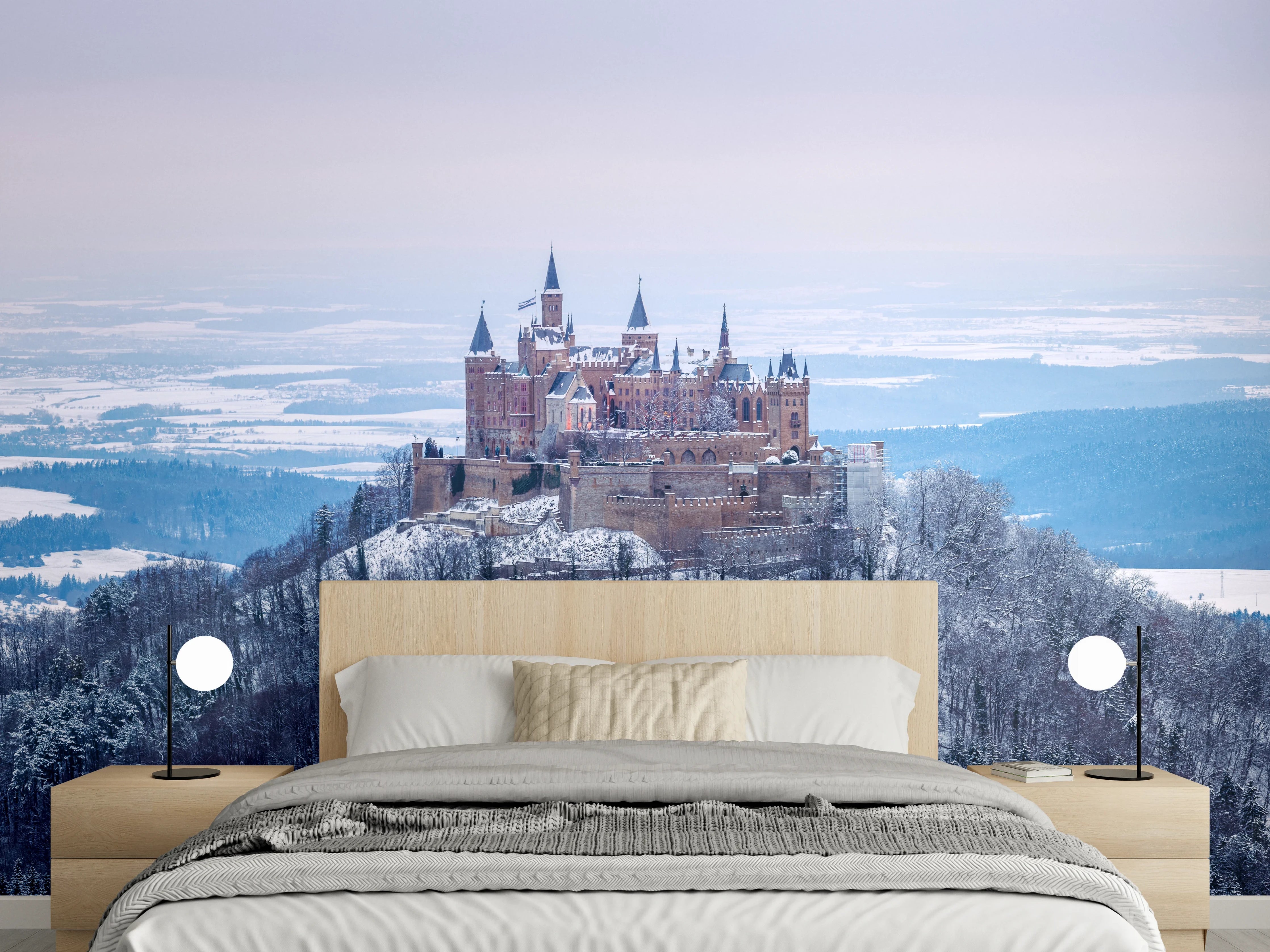 Wandverkleidung Schlafzimmer - Winterliches Schloss Hohenzollern Landschaft
