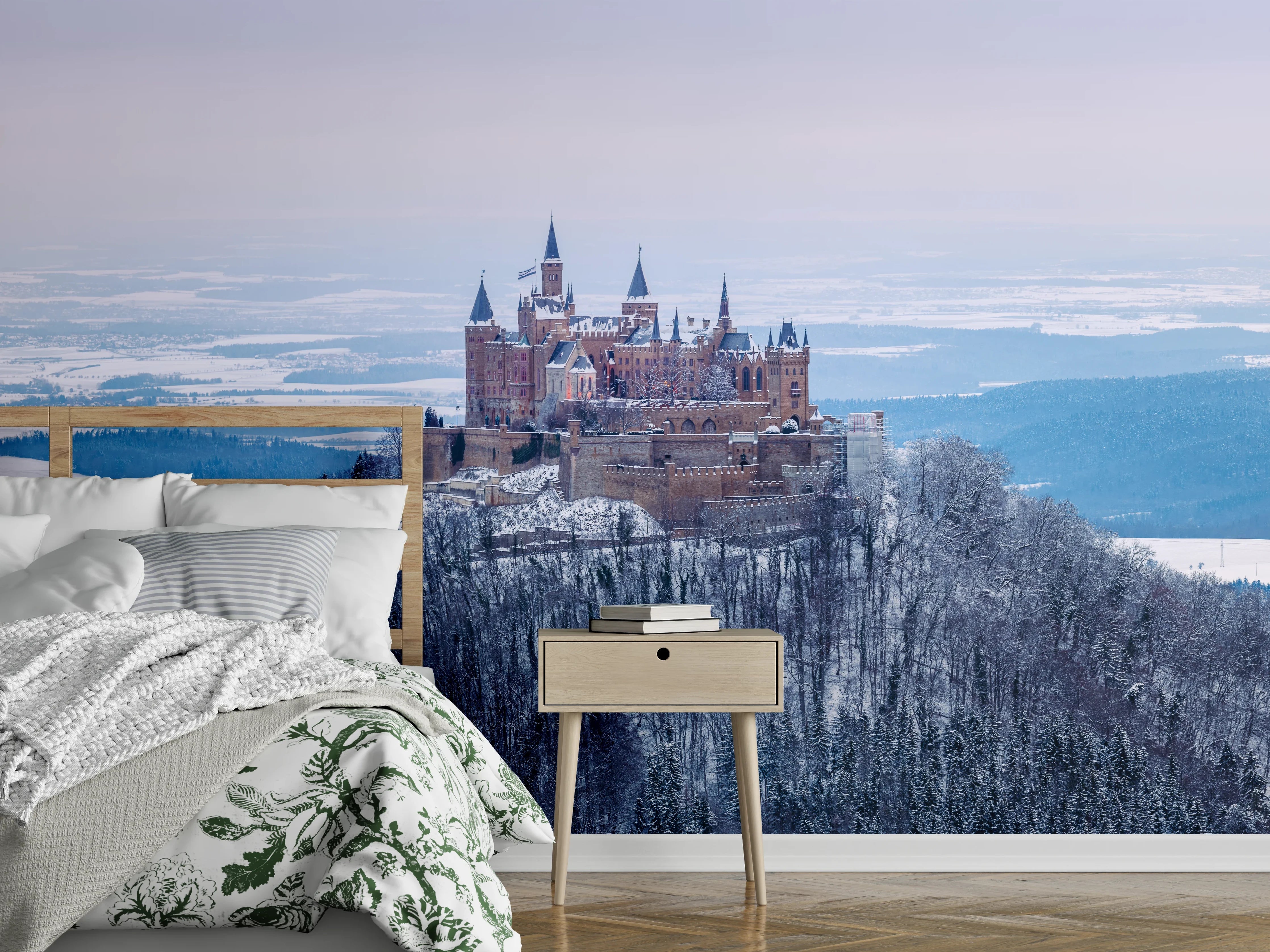 Wandverkleidung Schlafzimmer - Winterliches Schloss Hohenzollern Landschaft