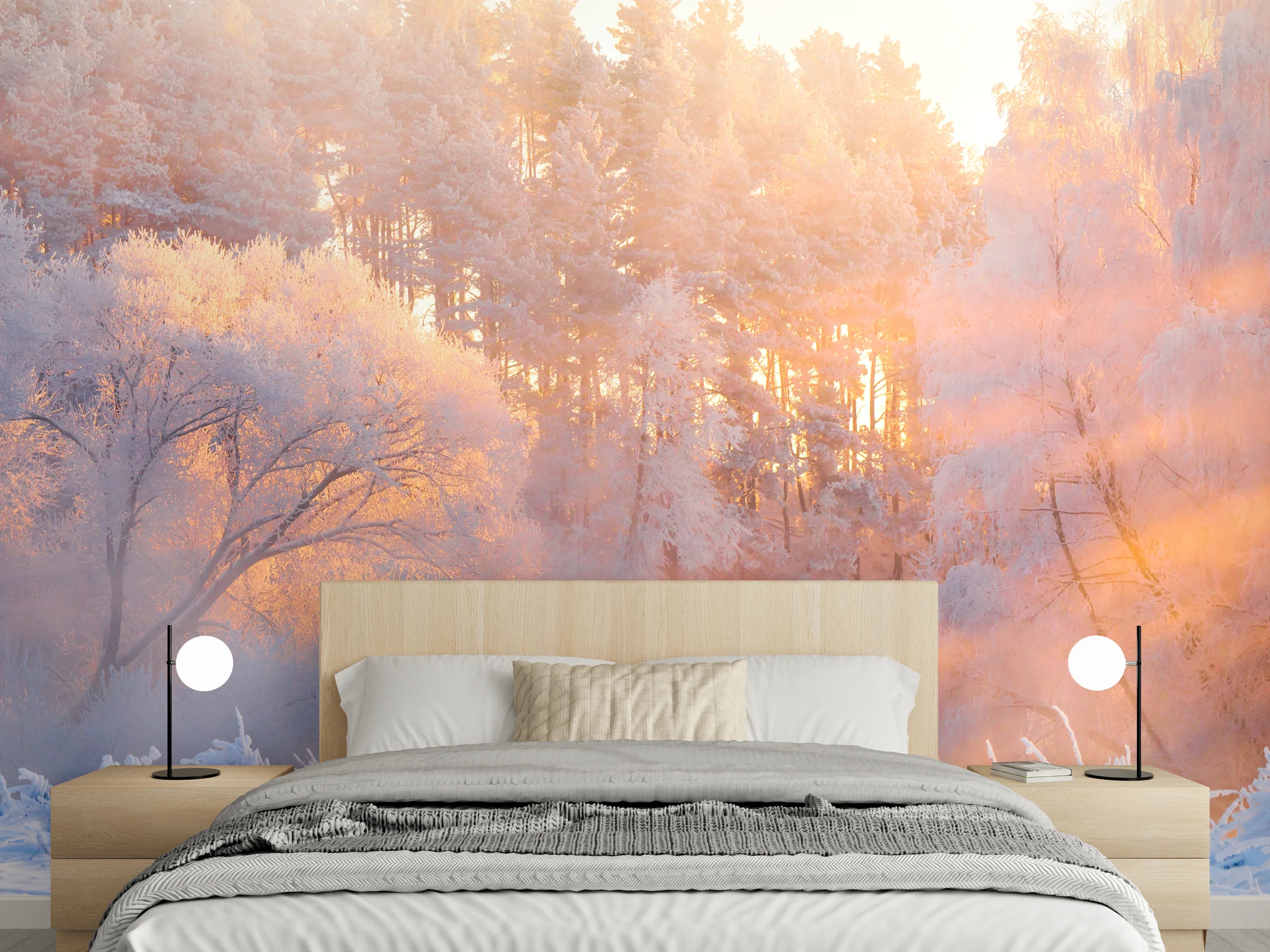 Wandverkleidung Schlafzimmer - Wintermärchen im Morgenlicht