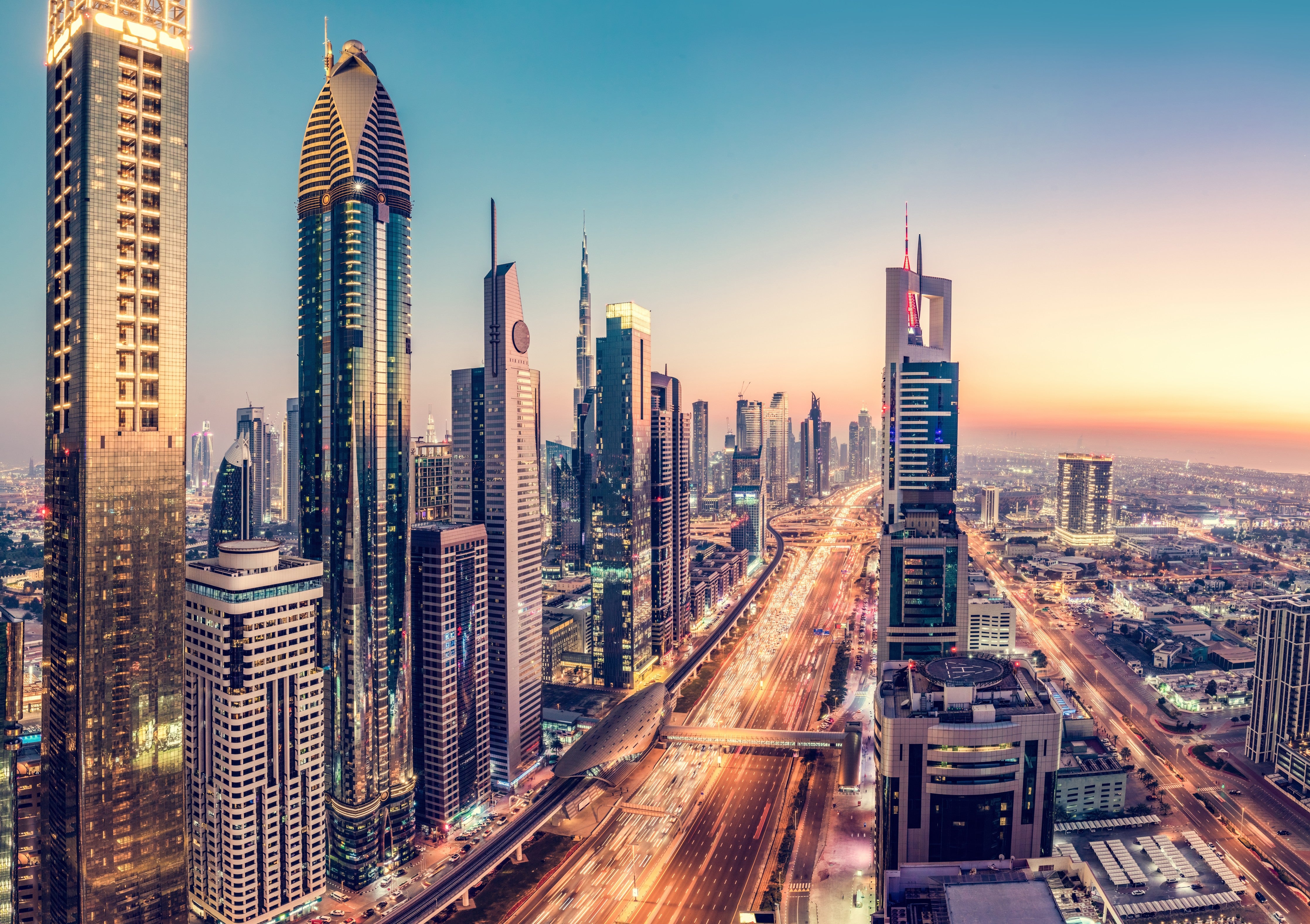 Wandverkleidung Schlafzimmer-Wolkenkratzer - Hochhäuser in der Innenstadt von Dubai