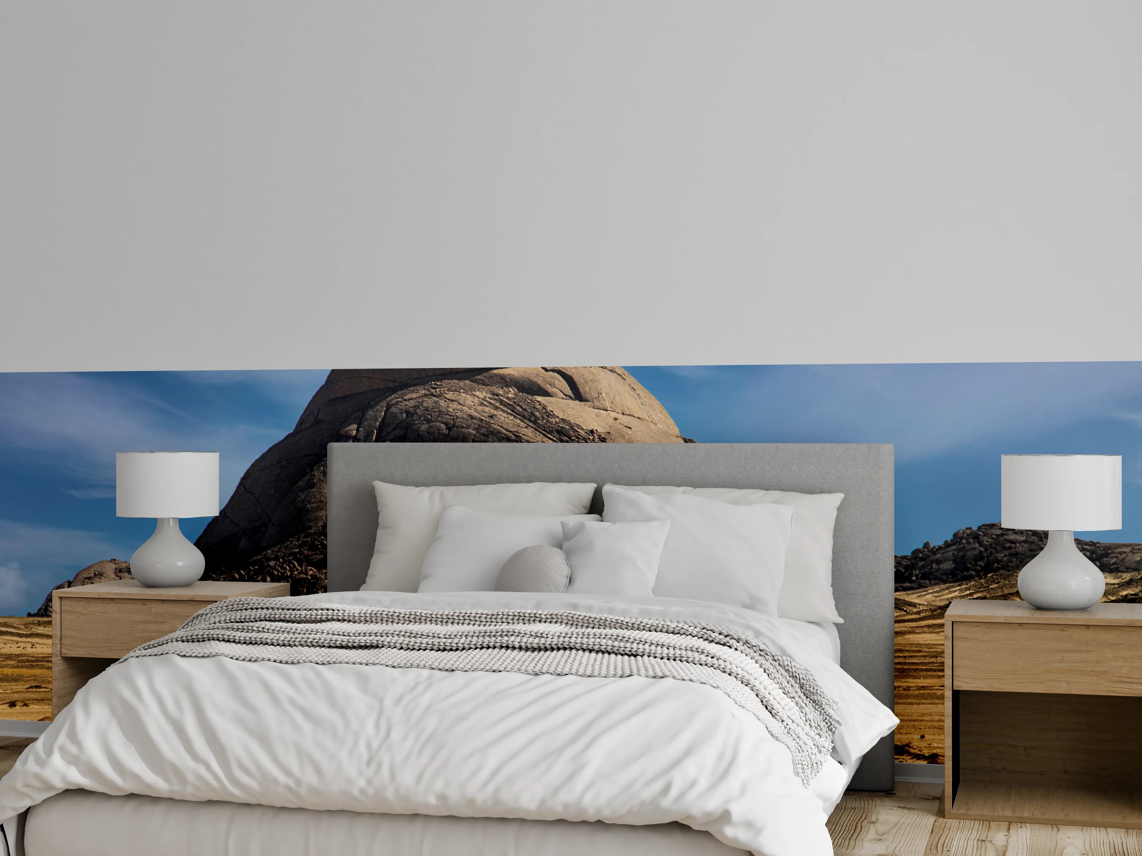 Wandverkleidung Schlafzimmer - Wüstenstraße zum markanten Bergmassiv