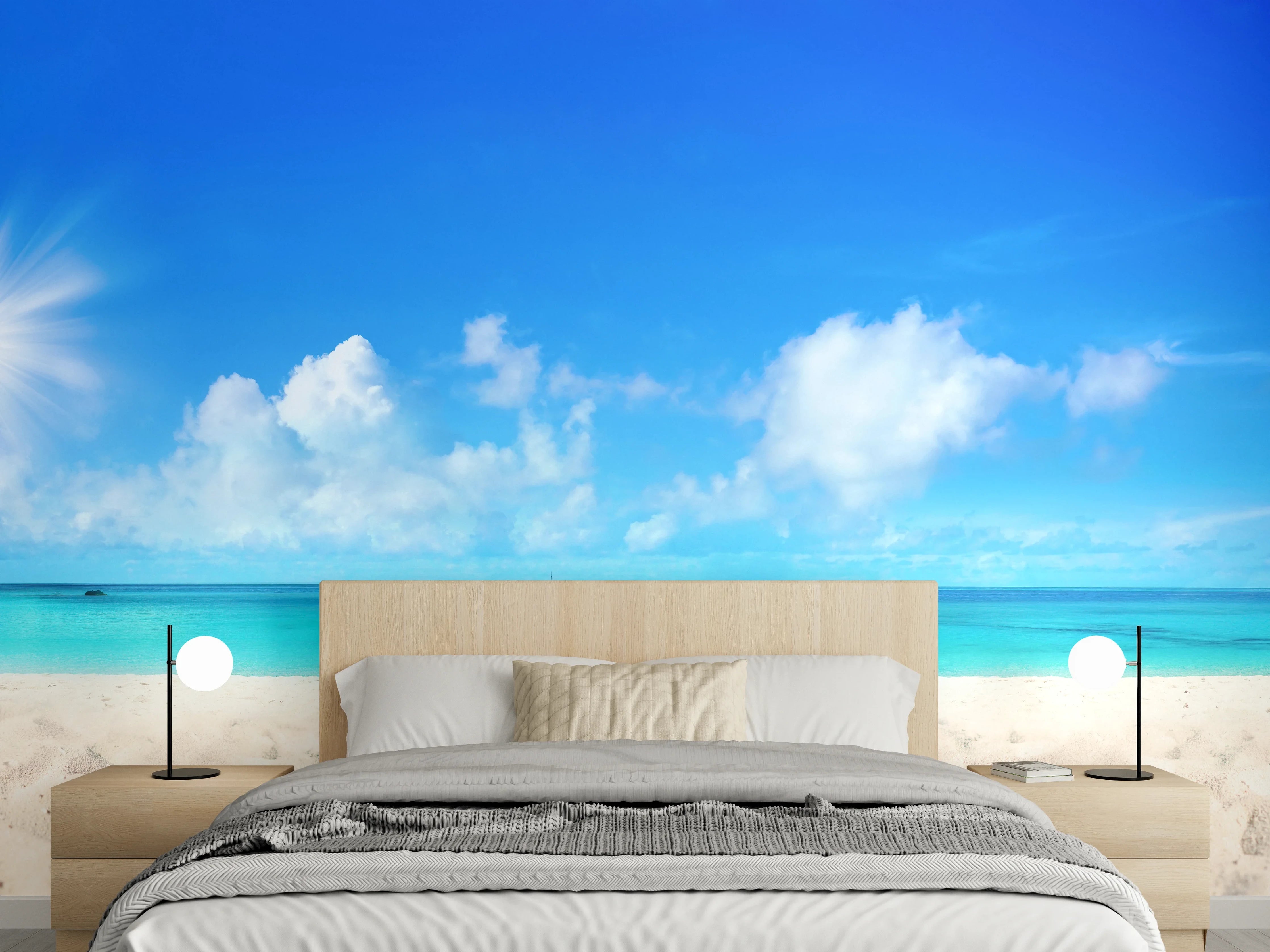 Wandverkleidung Schlafzimmer - Wunderschöner Strand mit hellem Sand