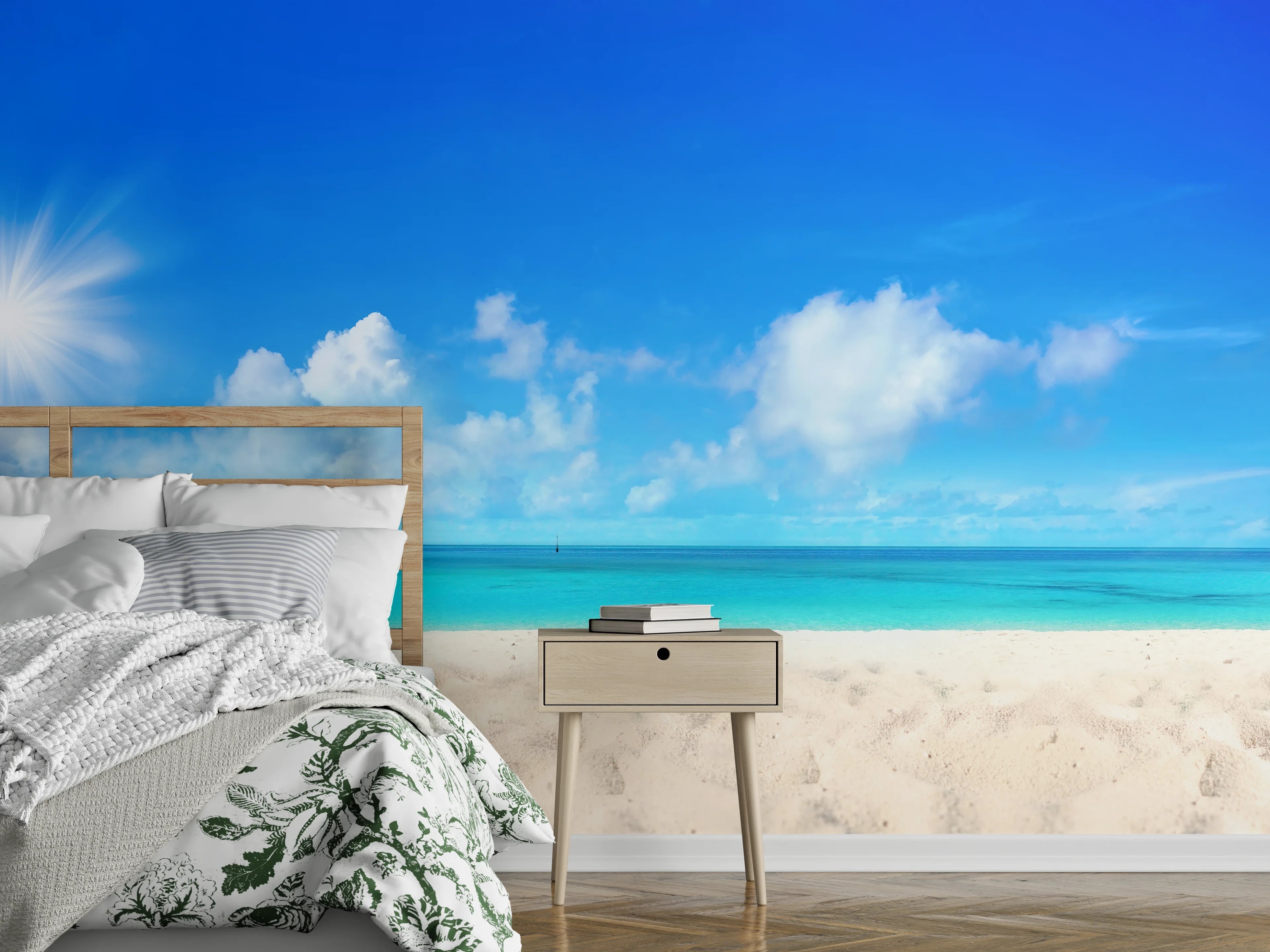 Wandverkleidung Schlafzimmer - Wunderschöner Strand mit hellem Sand
