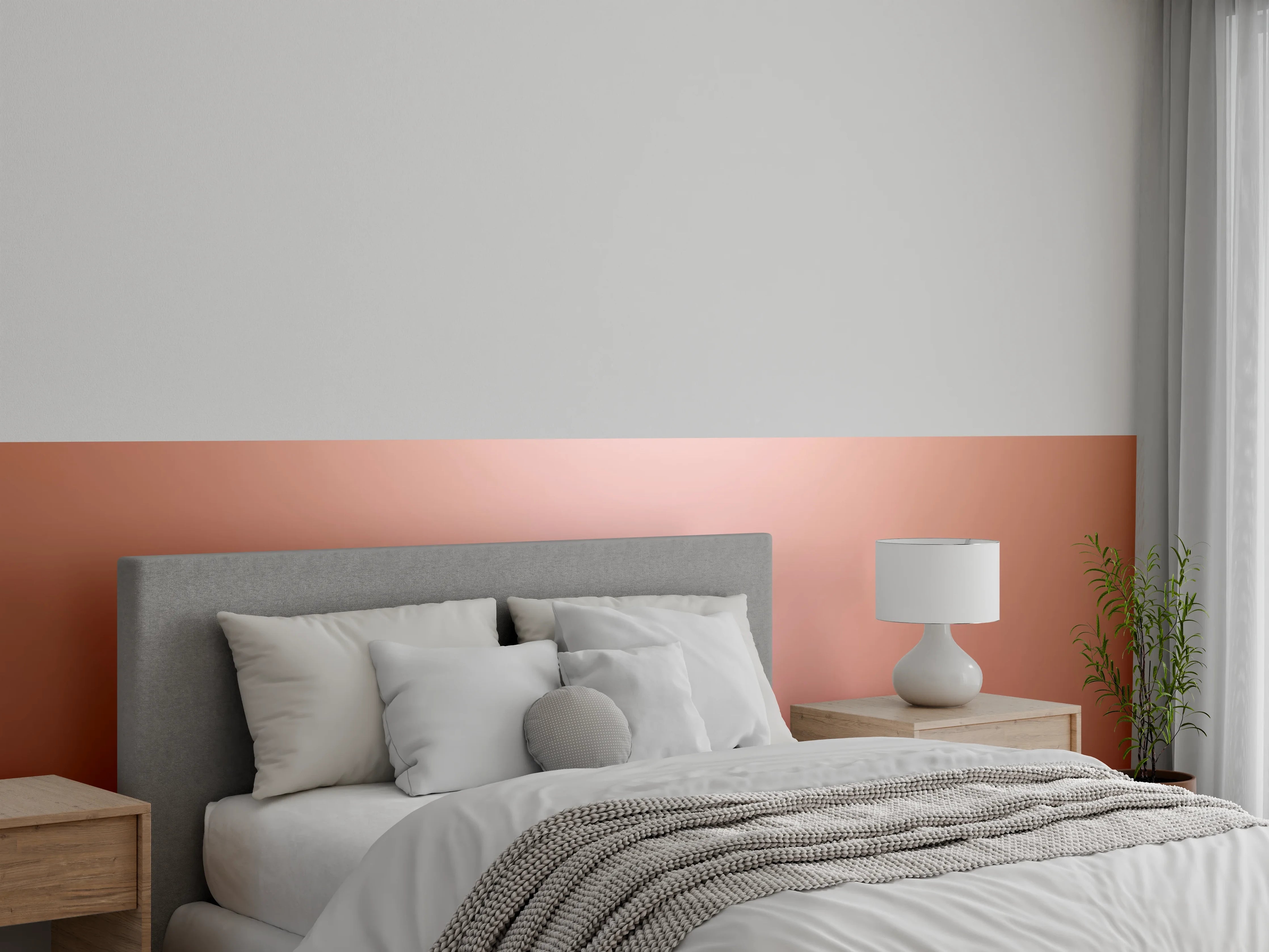 Wandverkleidung Schlafzimmer - Zarte Kupferoptik als Wanddekor