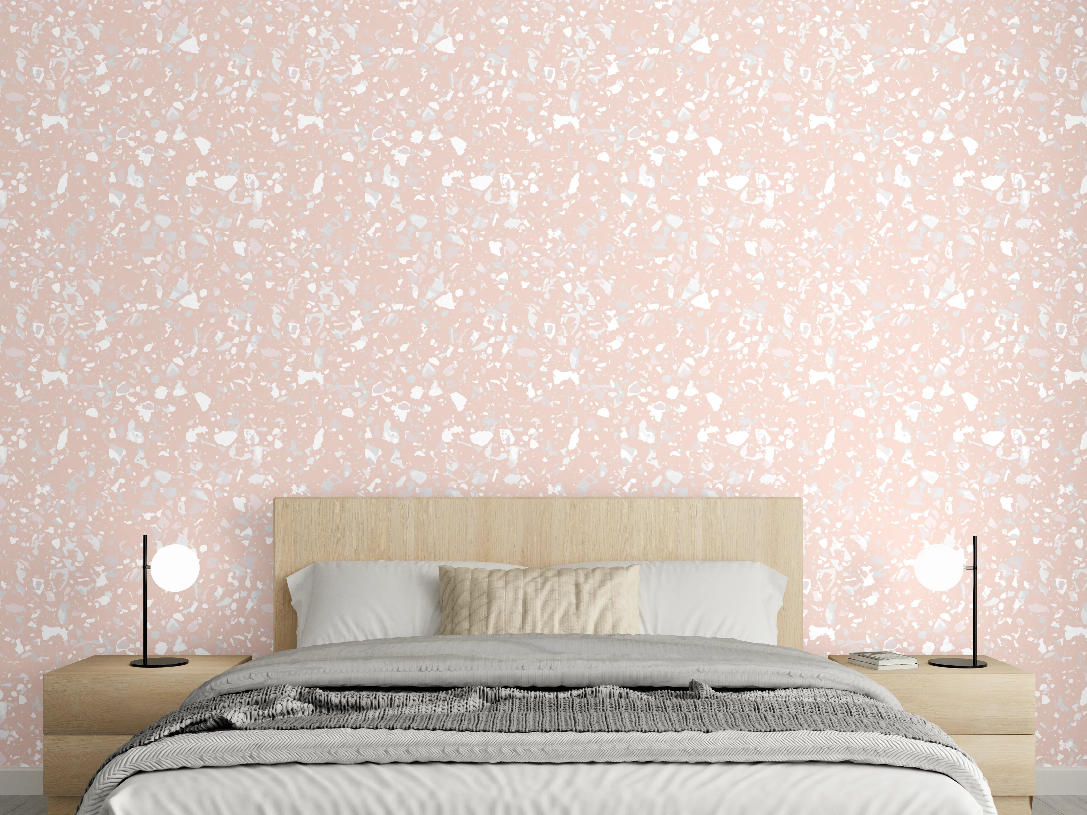 Wandverkleidung Schlafzimmer - Zarte Muster in sanftem Rosa