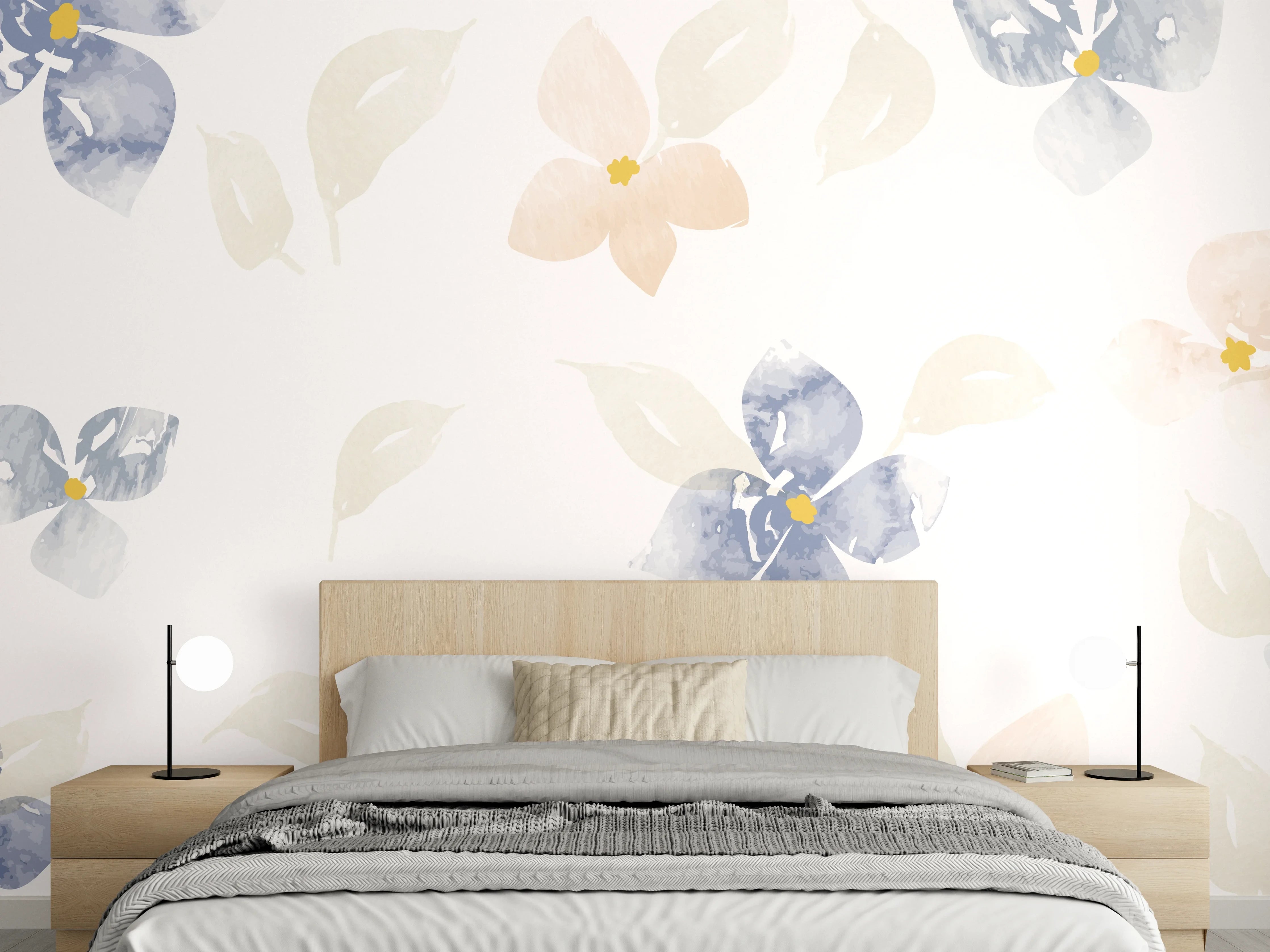 Wandverkleidung Schlafzimmer - Zarte Pastell-Blumenmuster