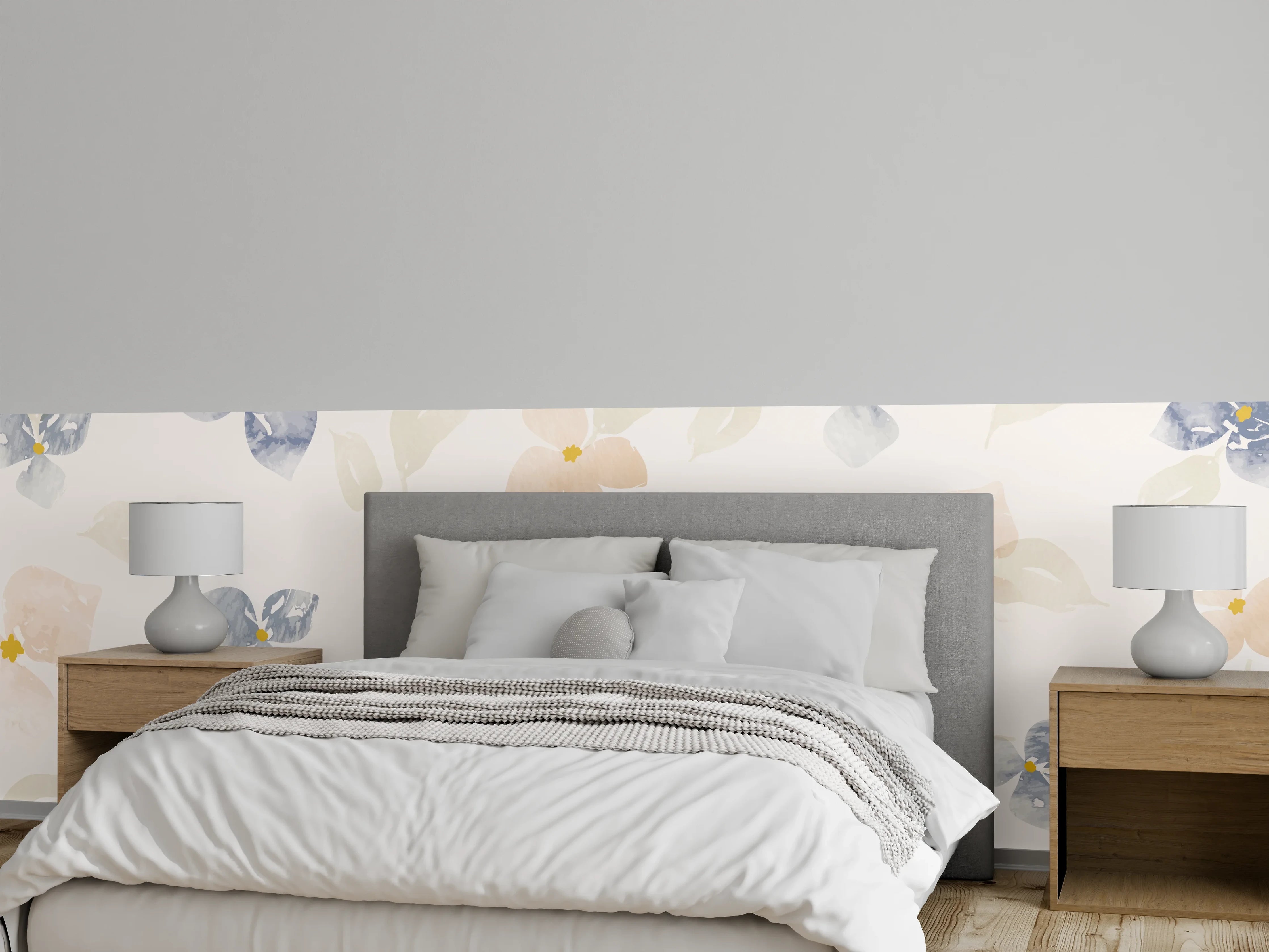 Wandverkleidung Schlafzimmer - Zarte Pastell-Blumenmuster