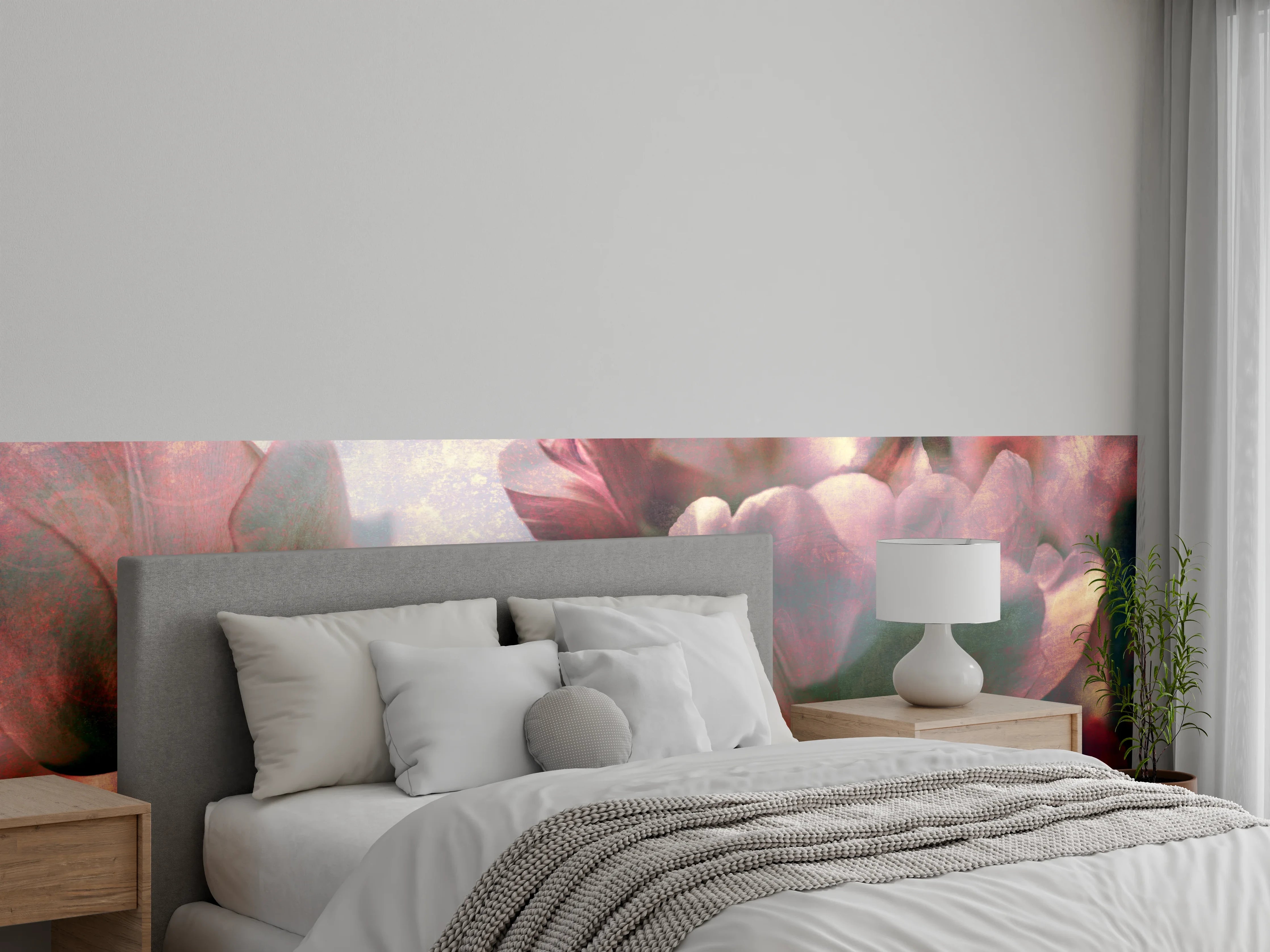 Wandverkleidung Schlafzimmer - Zarte Tulpen in Pastell