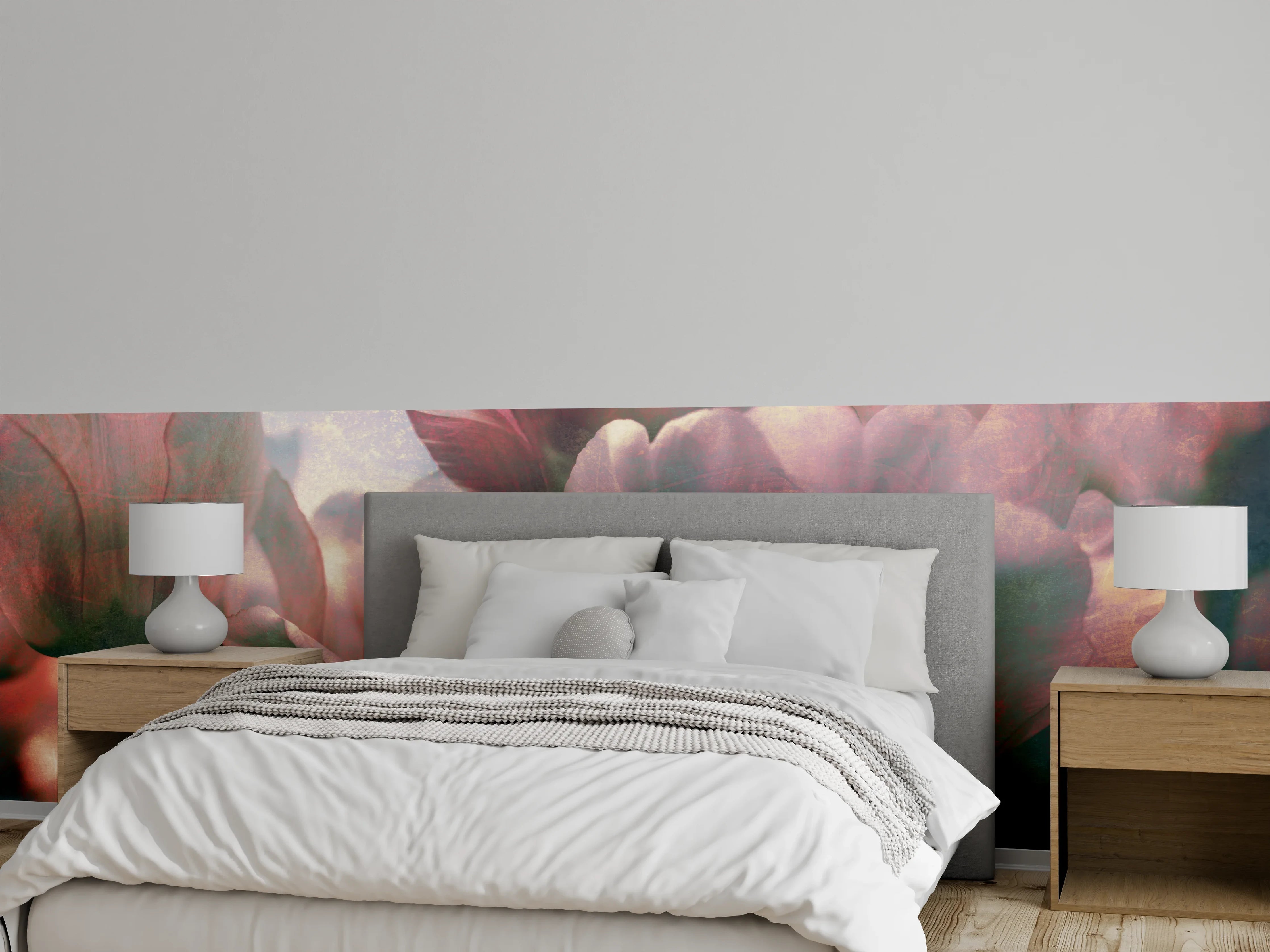 Wandverkleidung Schlafzimmer - Zarte Tulpen in Pastell