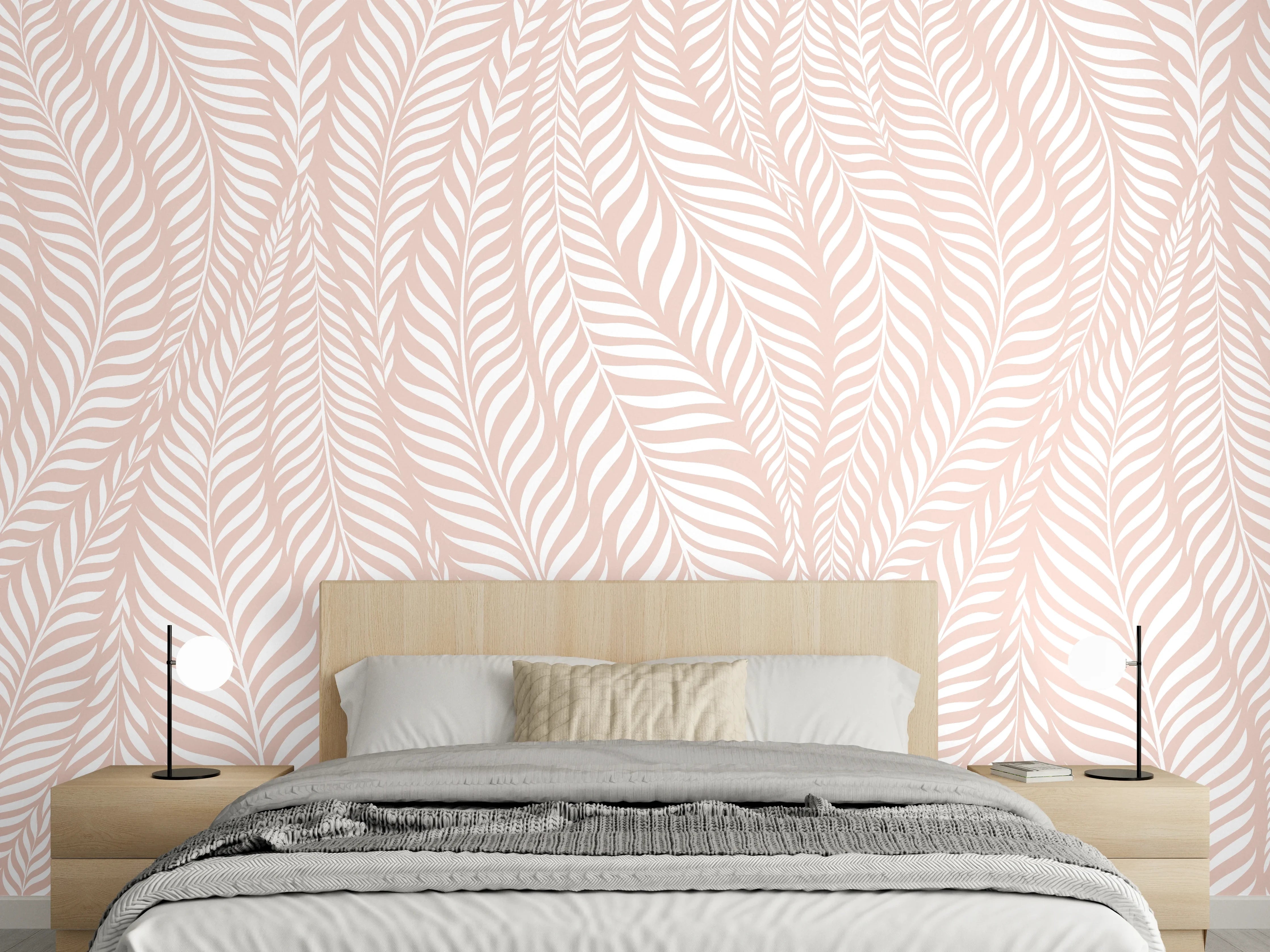 Wandverkleidung Schlafzimmer - Zarte Zonenmuster in Pastellrosa