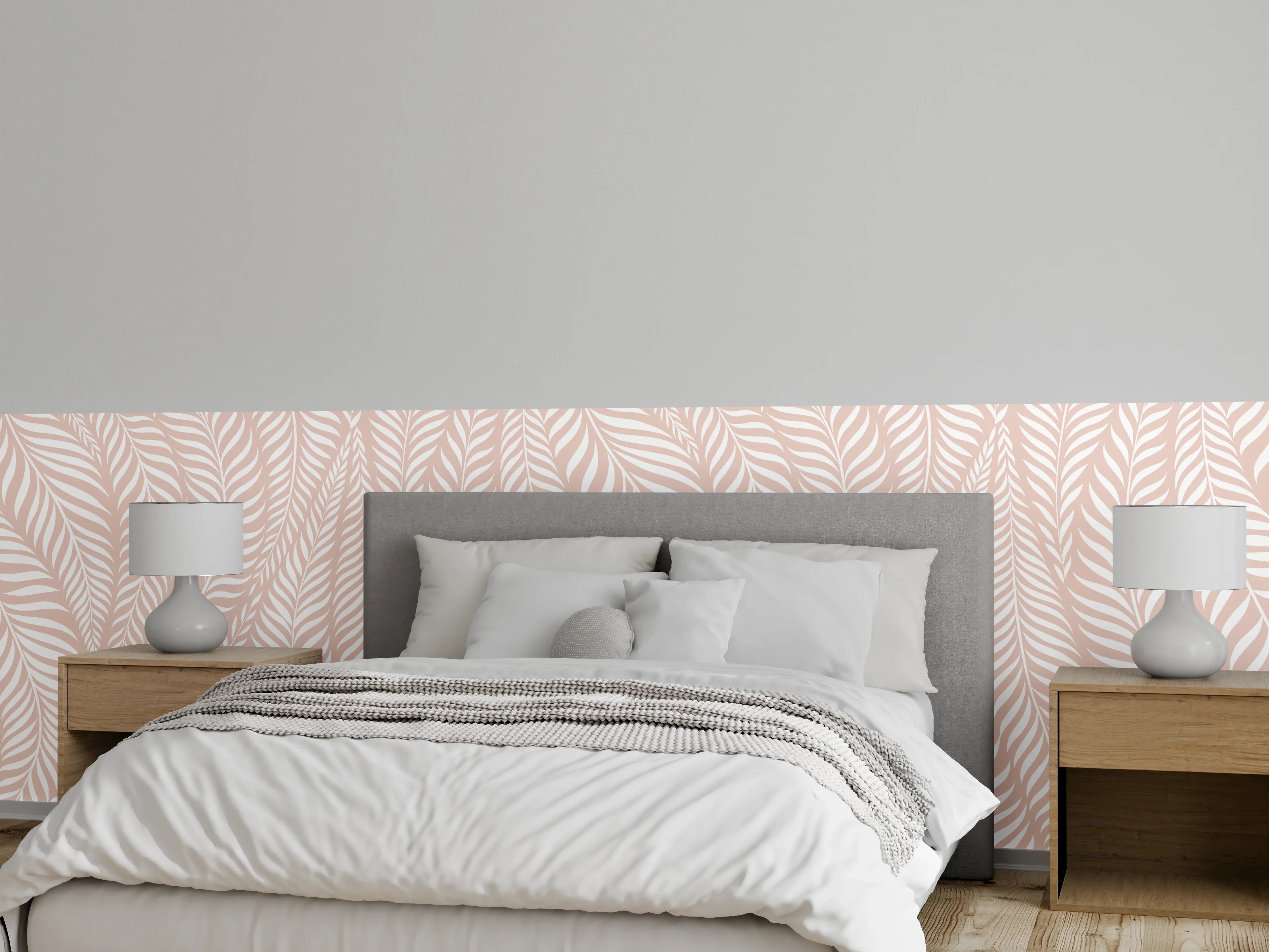 Wandverkleidung Schlafzimmer - Zarte Zonenmuster in Pastellrosa