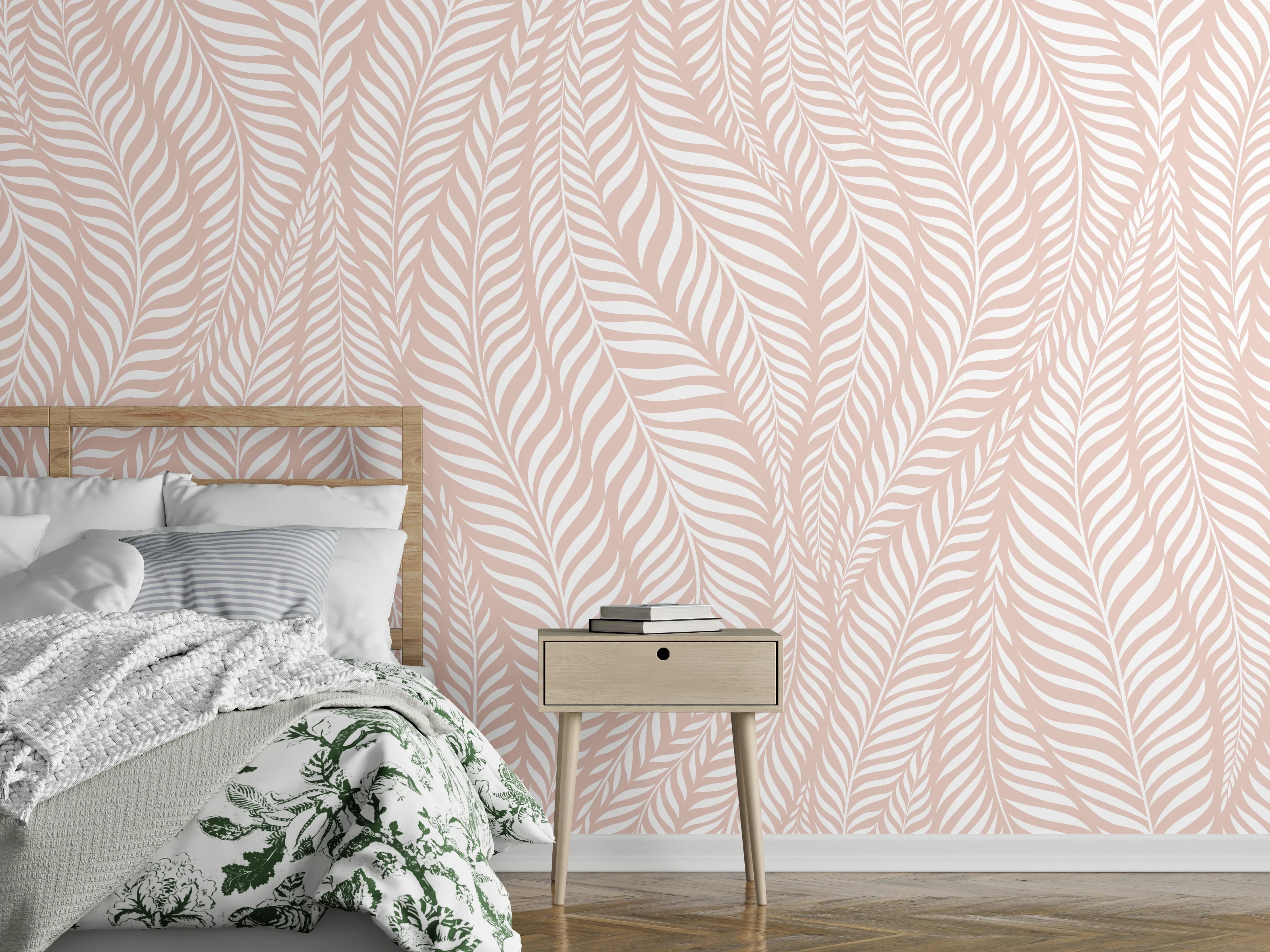 Wandverkleidung Schlafzimmer - Zarte Zonenmuster in Pastellrosa