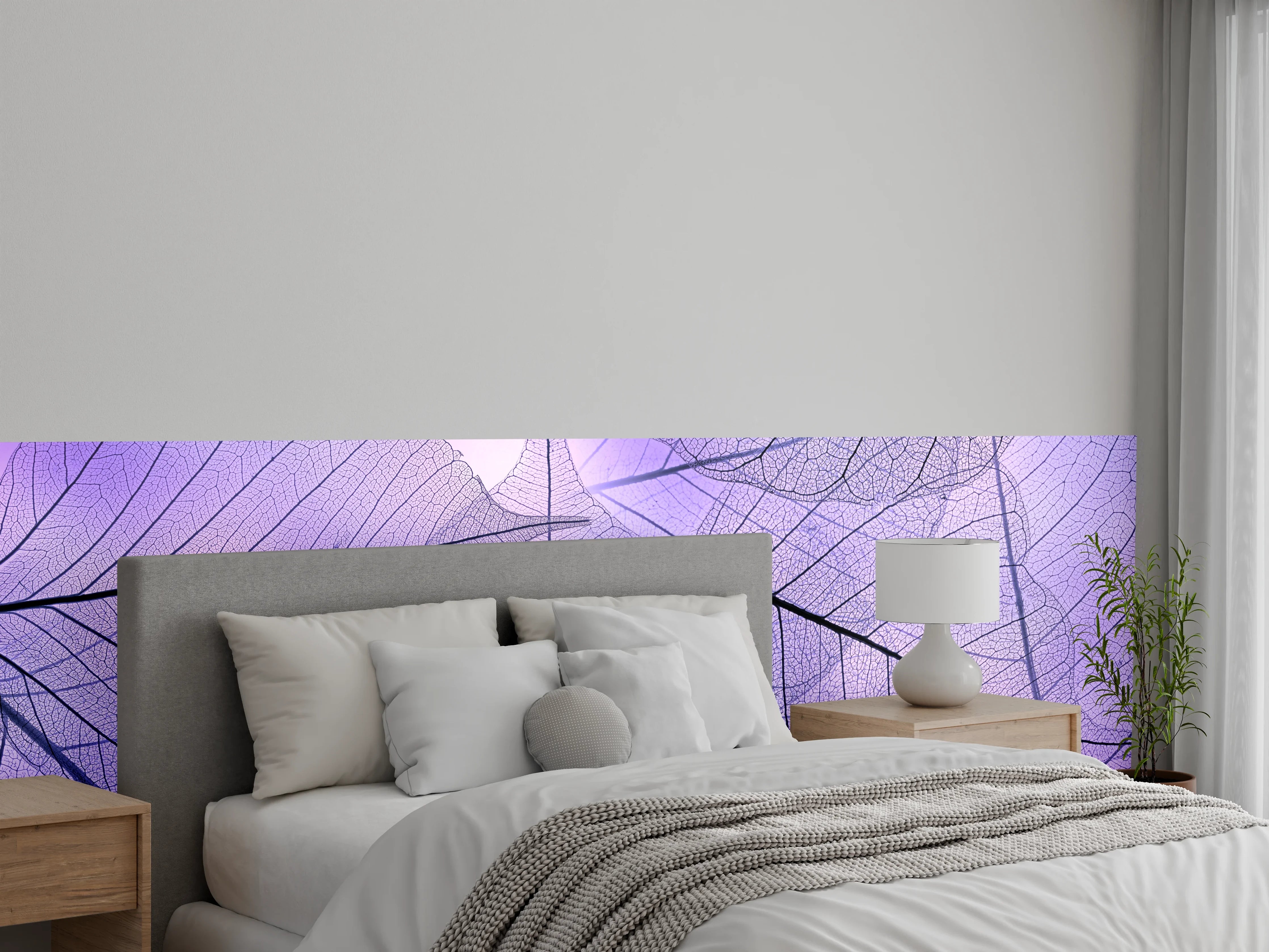 Wandverkleidung Schlafzimmer - Zarte lila Blätter Struktur