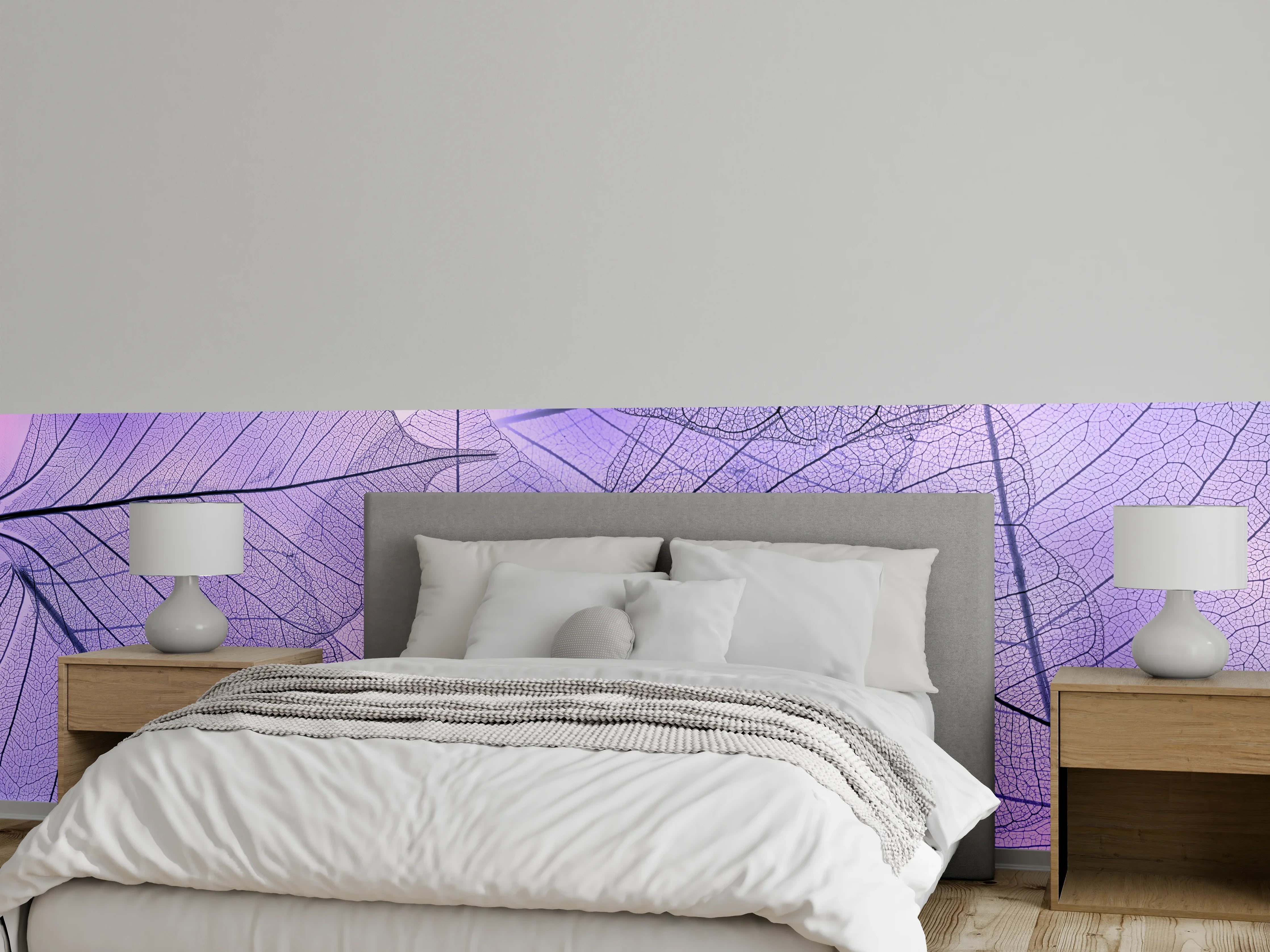 Wandverkleidung Schlafzimmer - Zarte lila Blätter Struktur