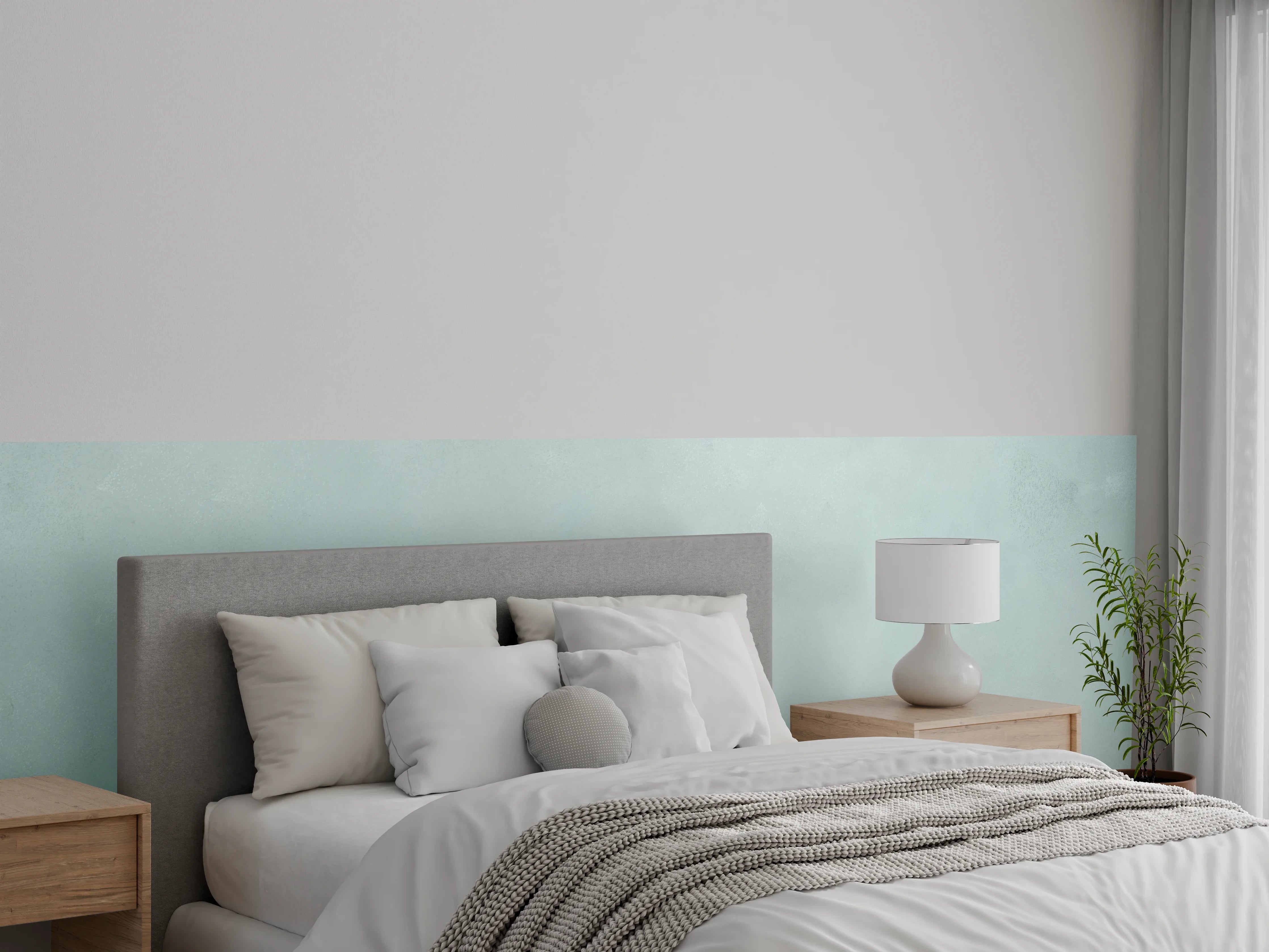 Wandverkleidung Schlafzimmer - Zarter Nebel Weißgrau Wanddekor