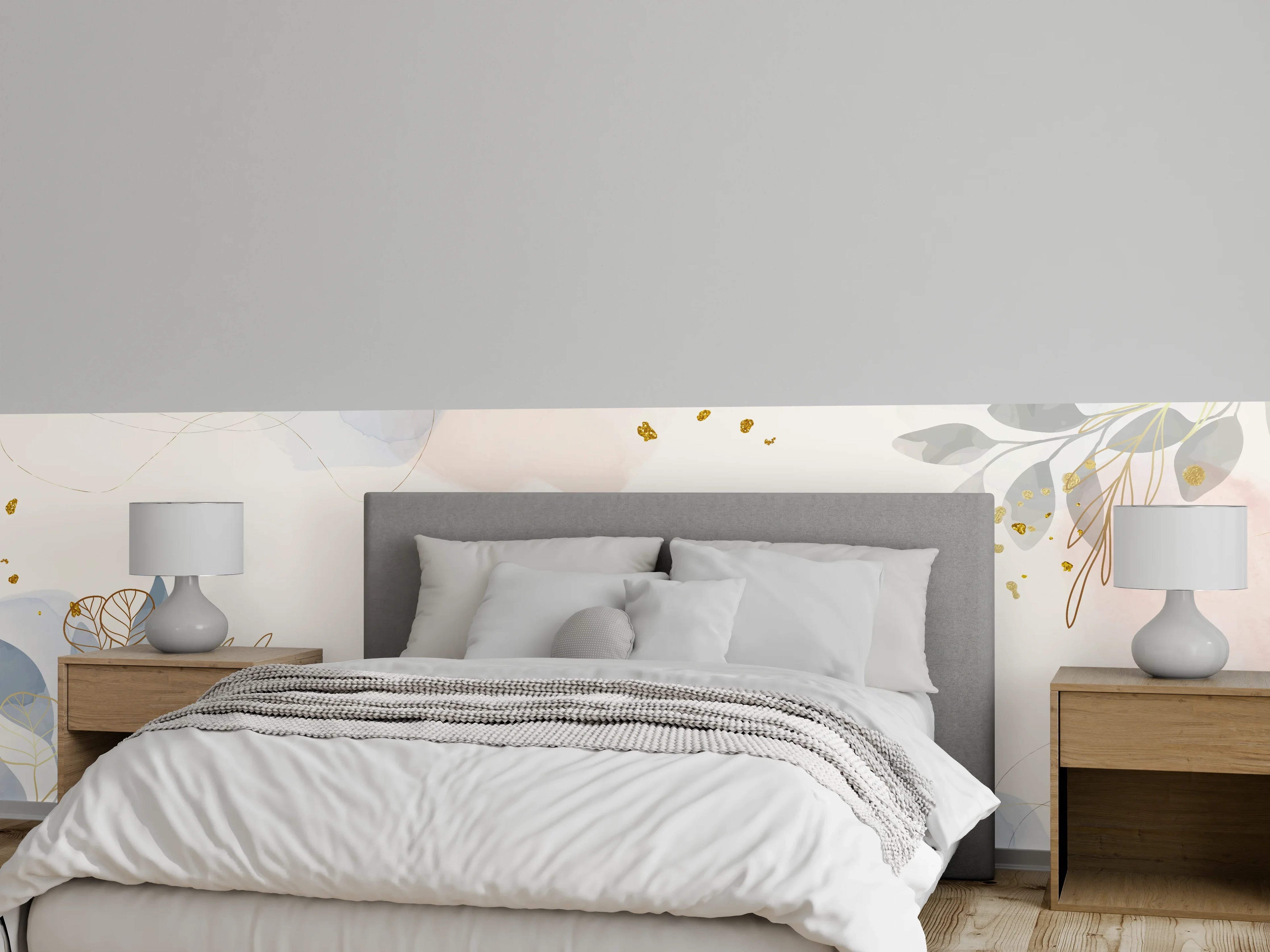 Wandverkleidung Schlafzimmer - Zartes Blumen Aquarell Design