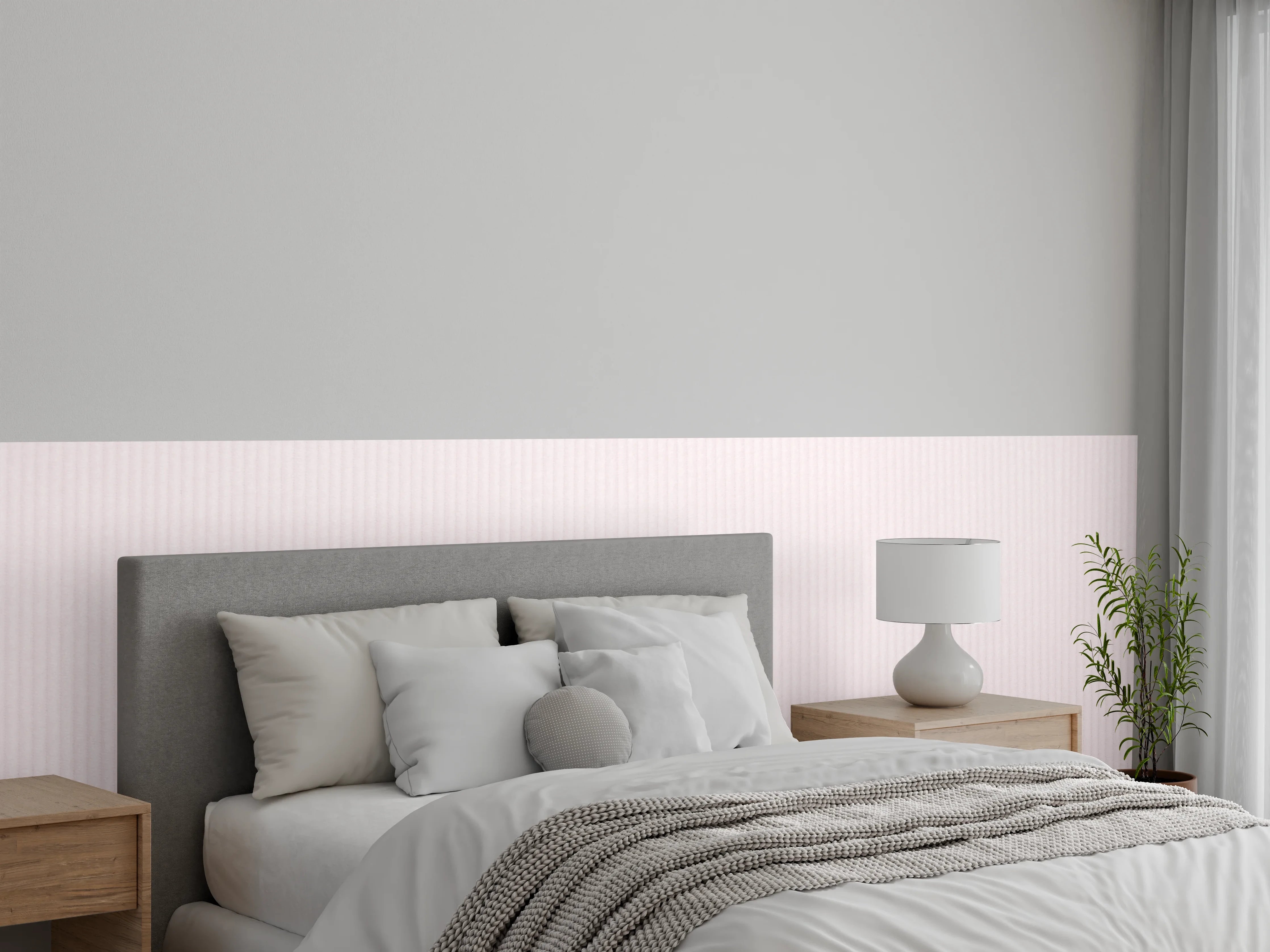Wandverkleidung Schlafzimmer - Zartes Uni-Rosa mit feiner Struktur