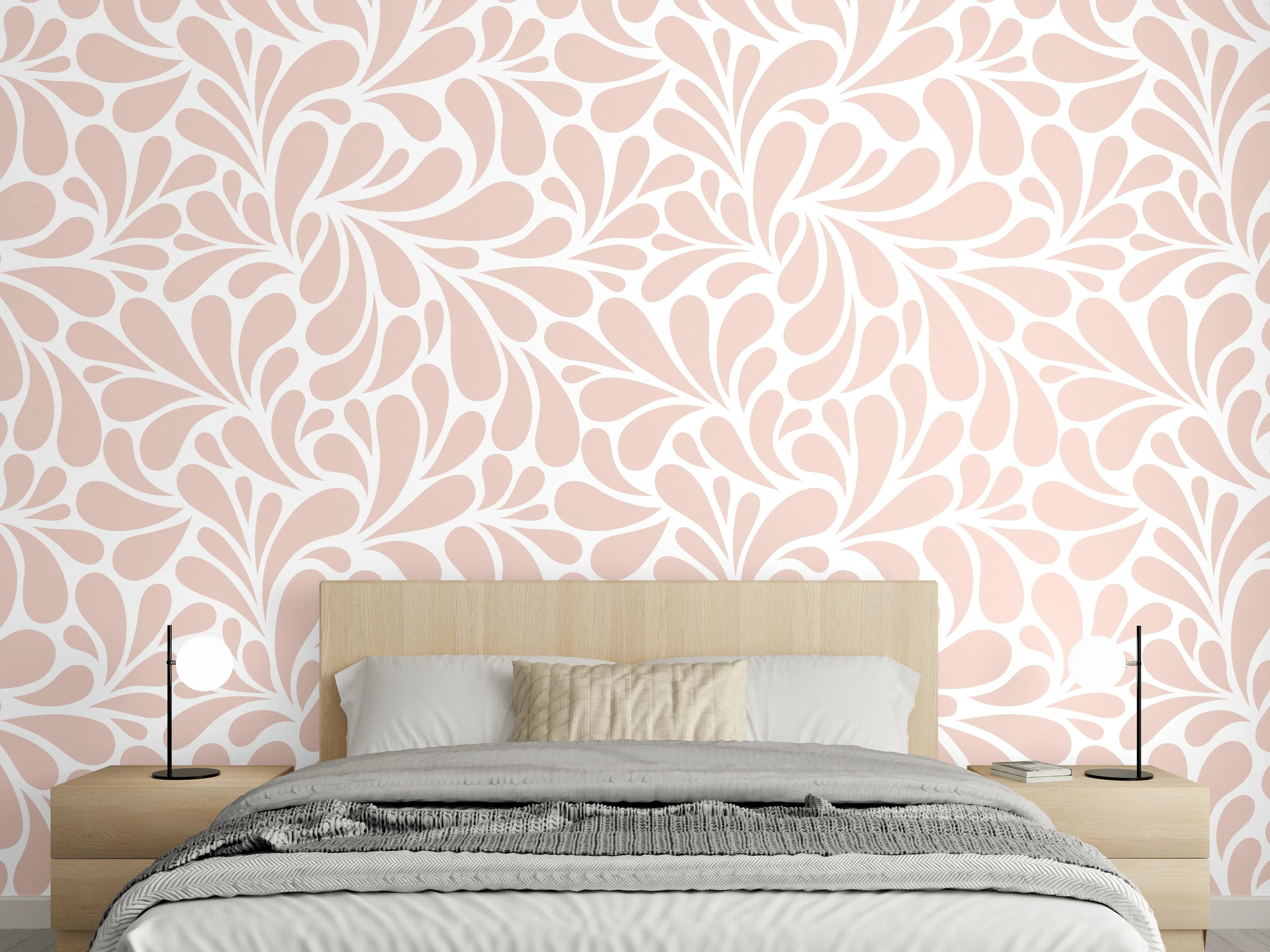 Wandverkleidung Schlafzimmer - Zartes florales Muster in Rosa