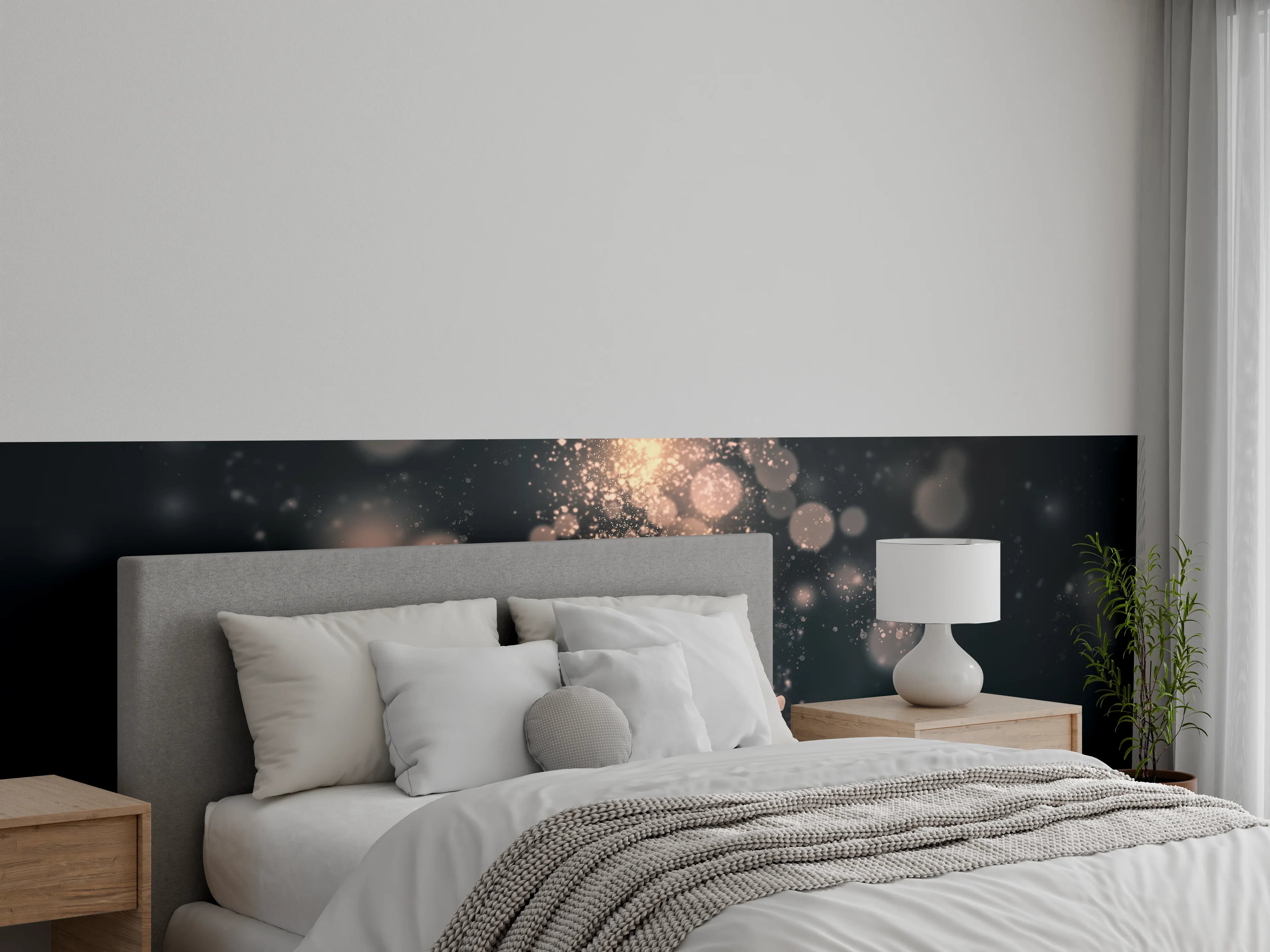 Wandverkleidung Schlafzimmer - Zauberhafte Wasserlilie mit funkelnden Lichteffekten