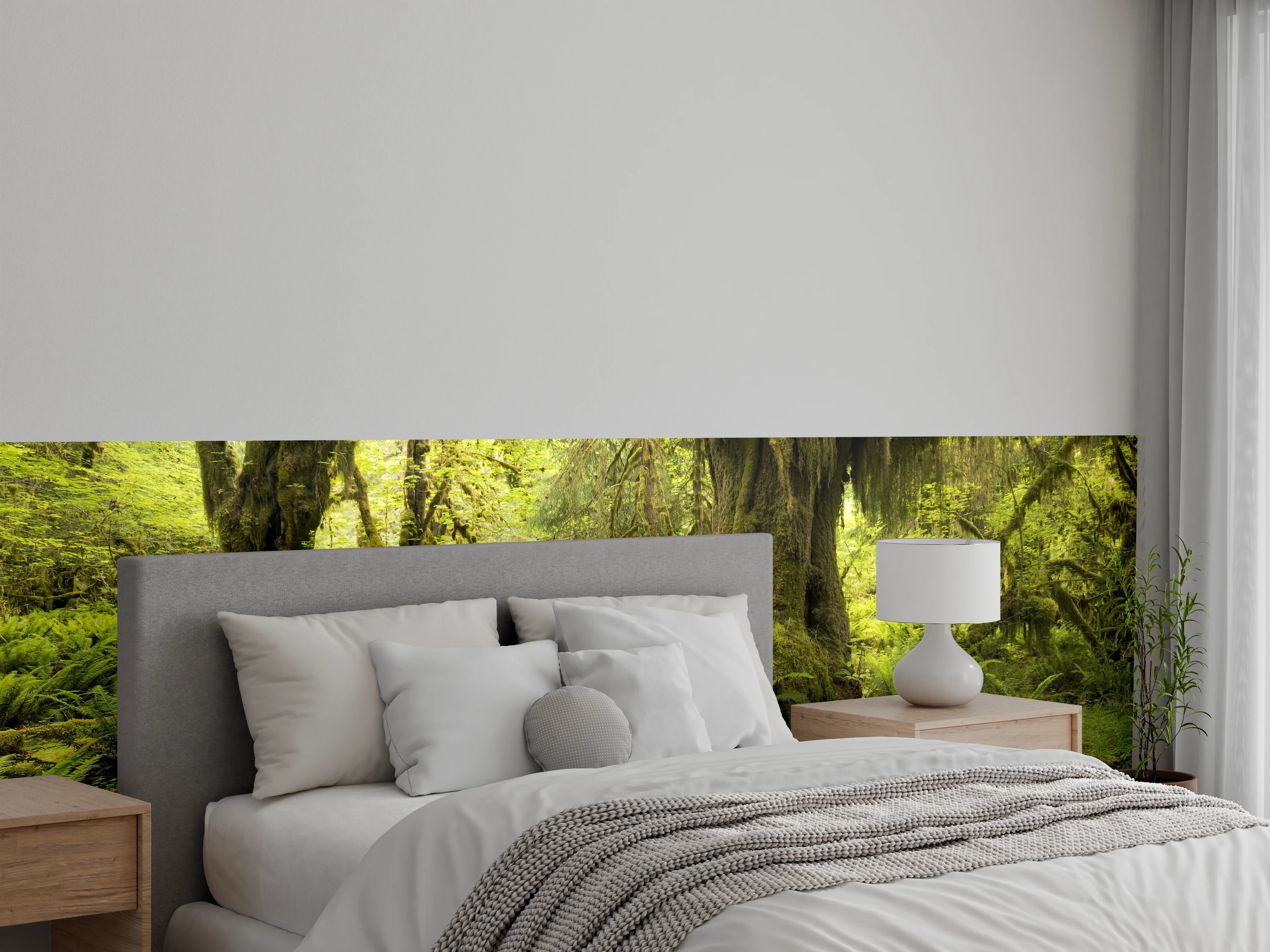 Wandverkleidung Schlafzimmer - Zauberhafter grüner Märchenwald
