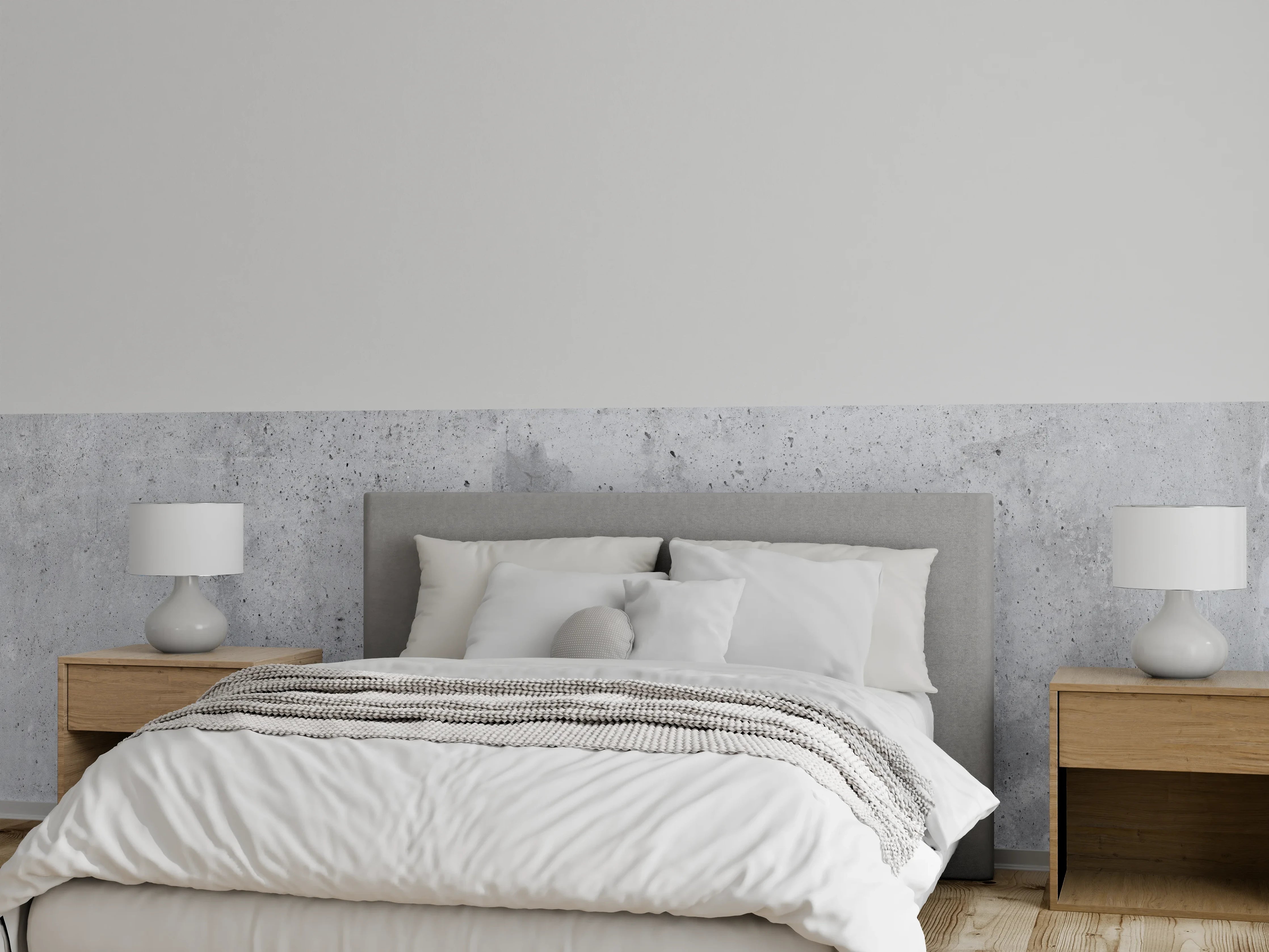 Wandverkleidung Schlafzimmer - Zeitlose Grauweiß-Optik
